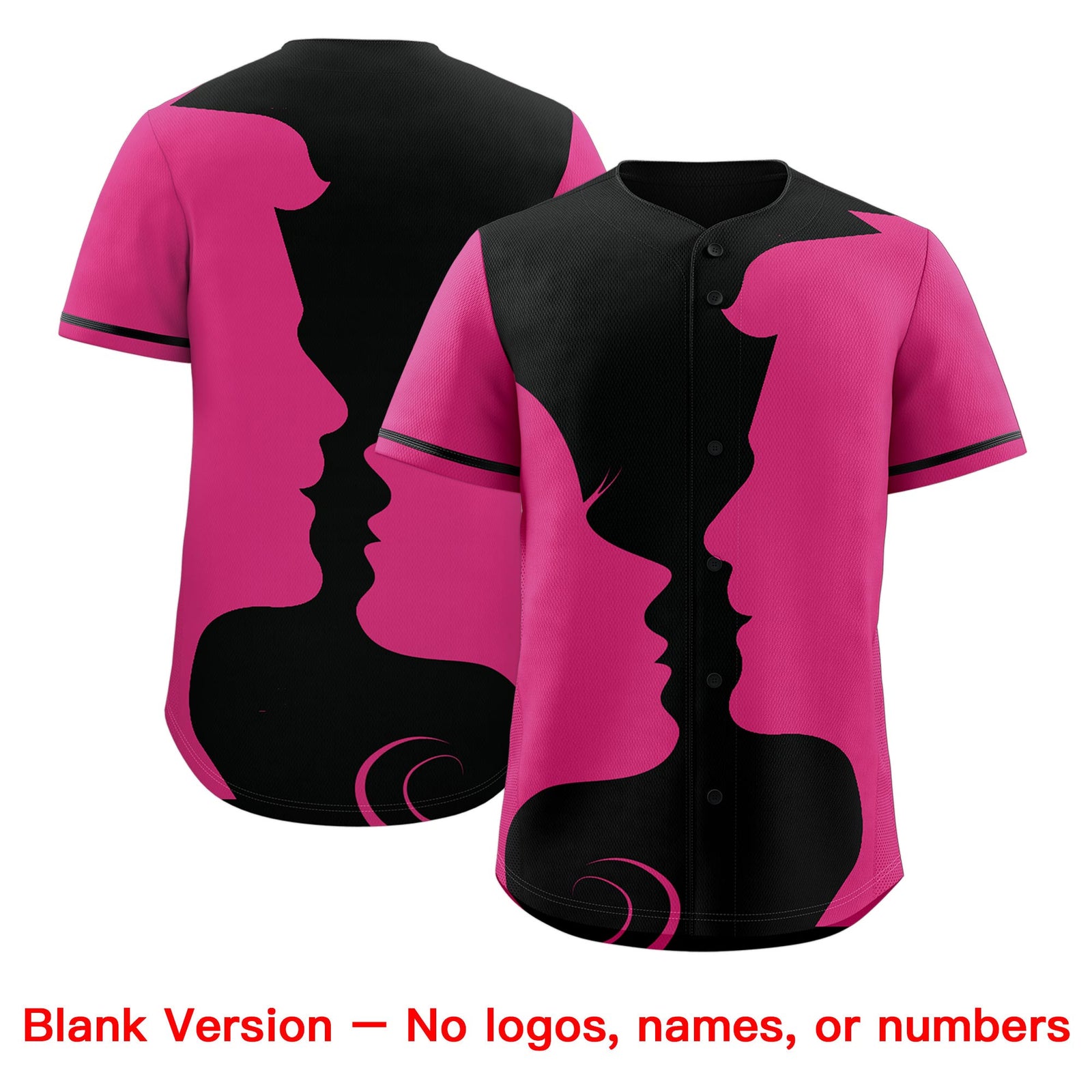 Custom Black Rose Red Silhouettes of Loving Couple Valentine's Day Baseball Jersey| KXKSHOP
