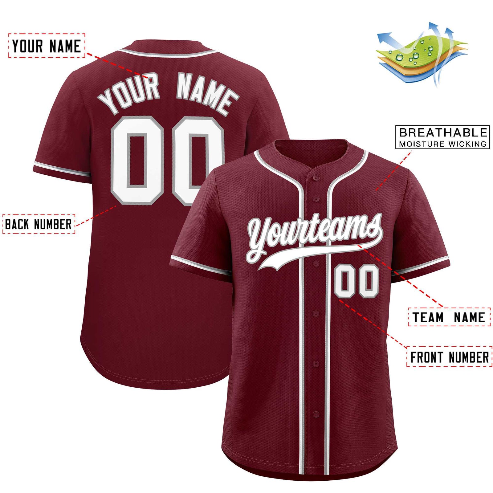 Custom Maroon Classic Style Authentic Baseball Jersey