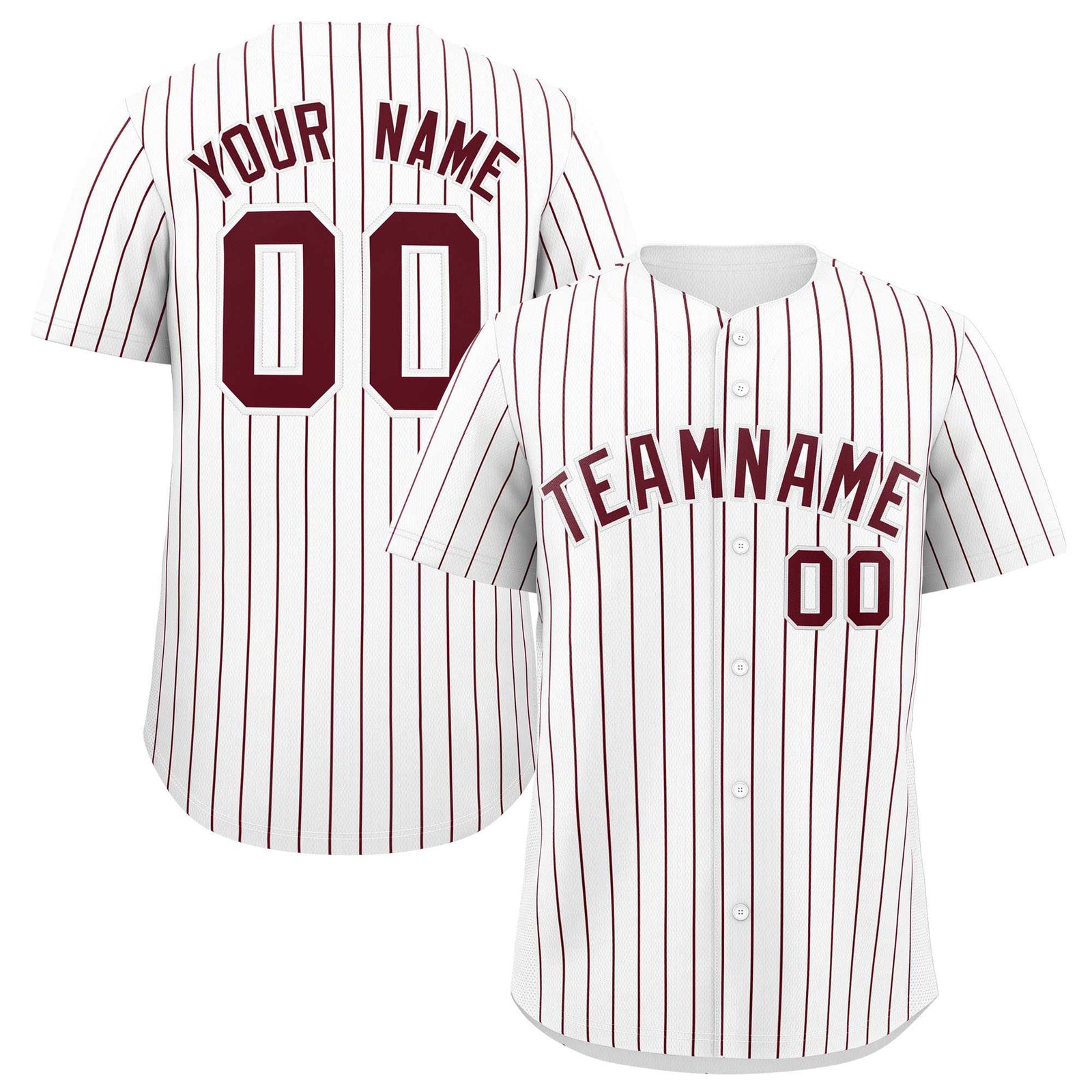 Custom White Maroon Stripe Fashion Authentic Baseball Jersey