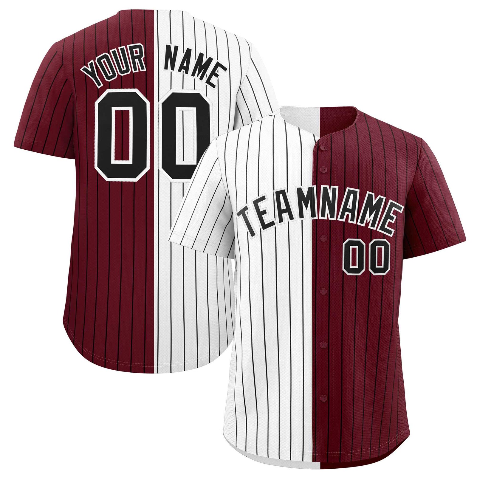 Custom White Maroon Two Tone Striped Fashion Authentic Baseball Jersey