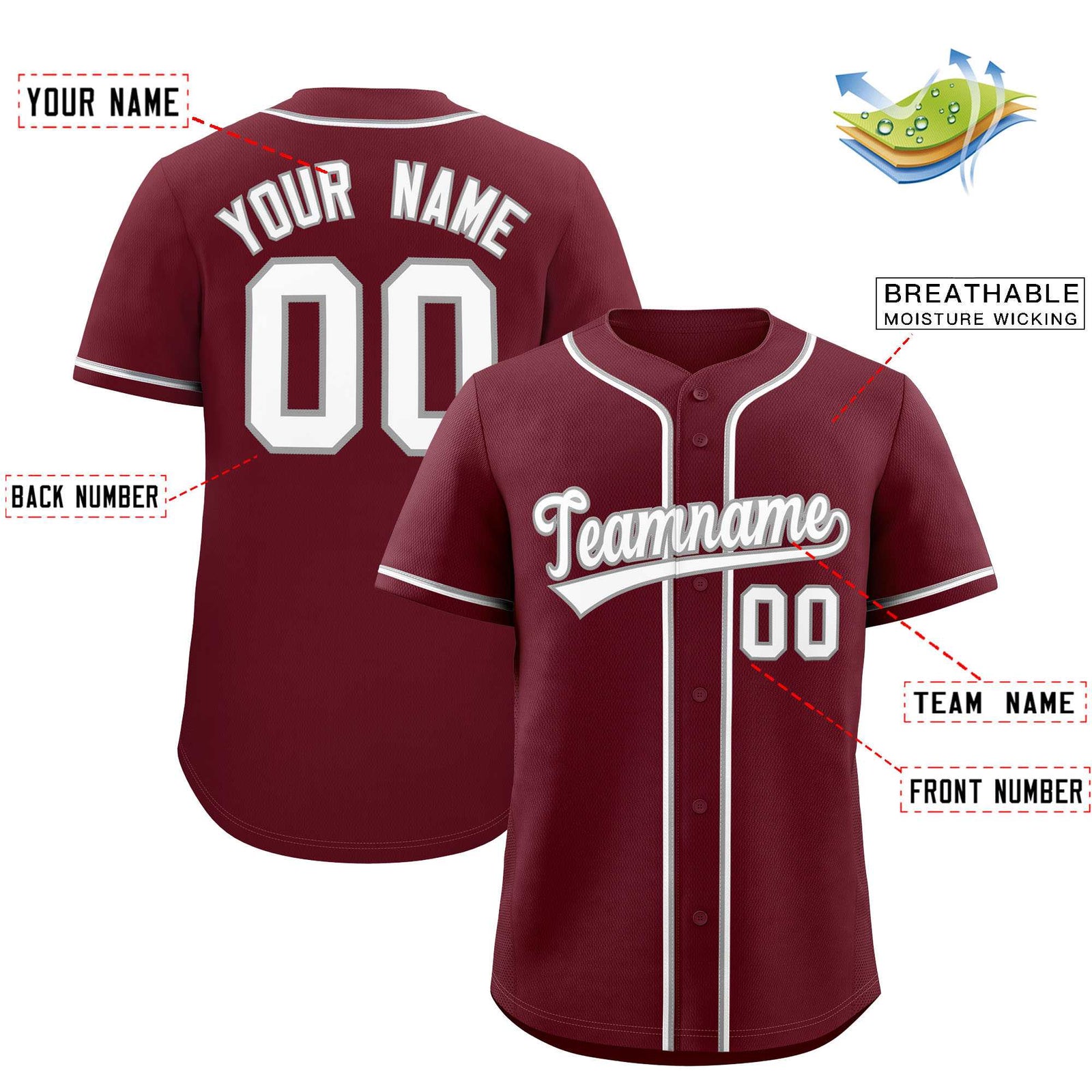 Custom Maroon Classic Style Authentic Baseball Jersey