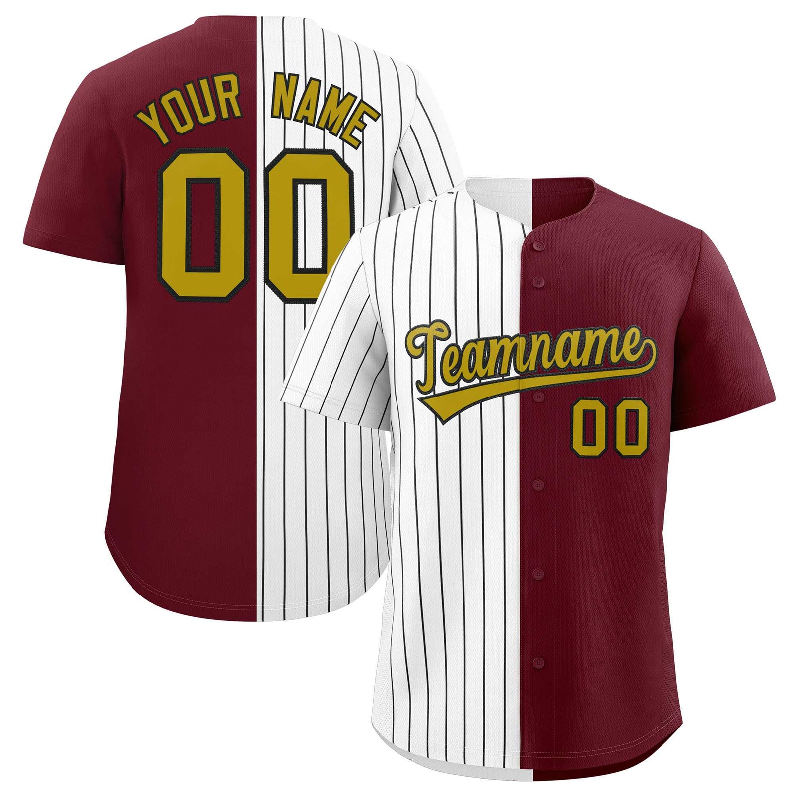 Custom White Maroon Split Fashion Authentic Baseball Jersey