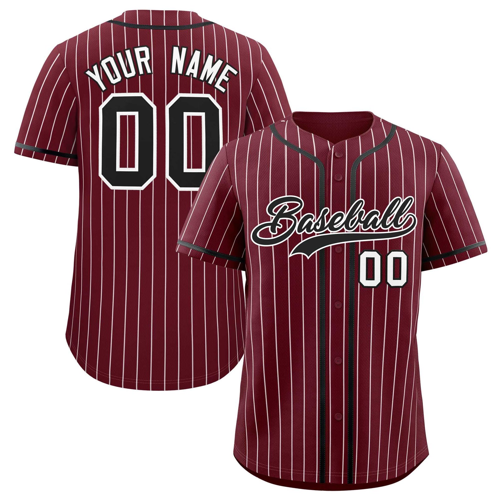 Custom Maroon White Stripe Fashion Authentic Baseball Jersey