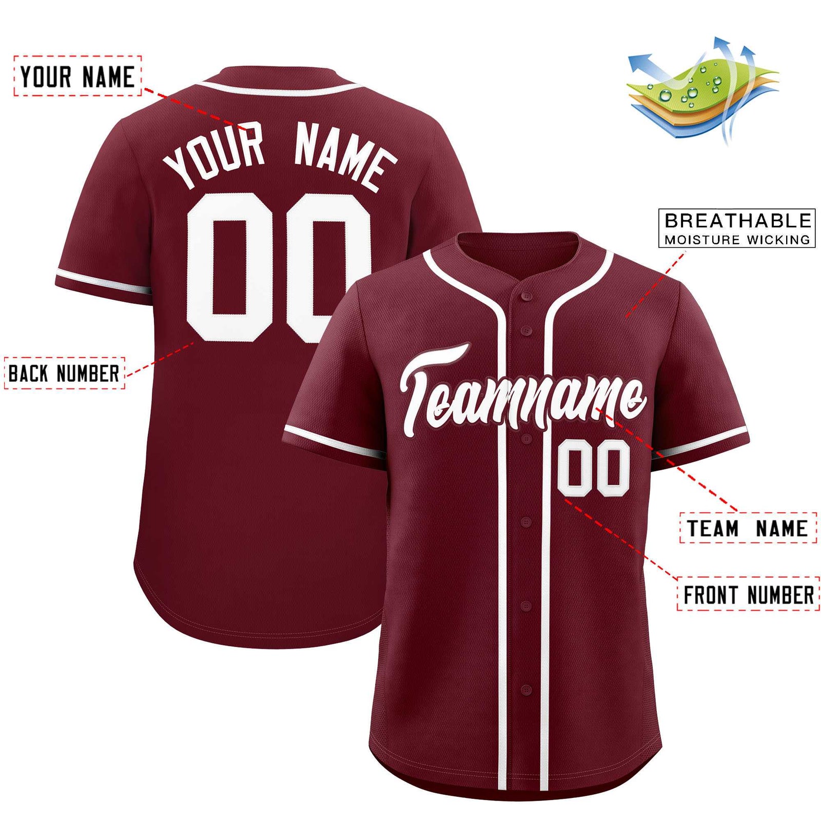 Custom Maroon Classic Style Authentic Baseball Jersey