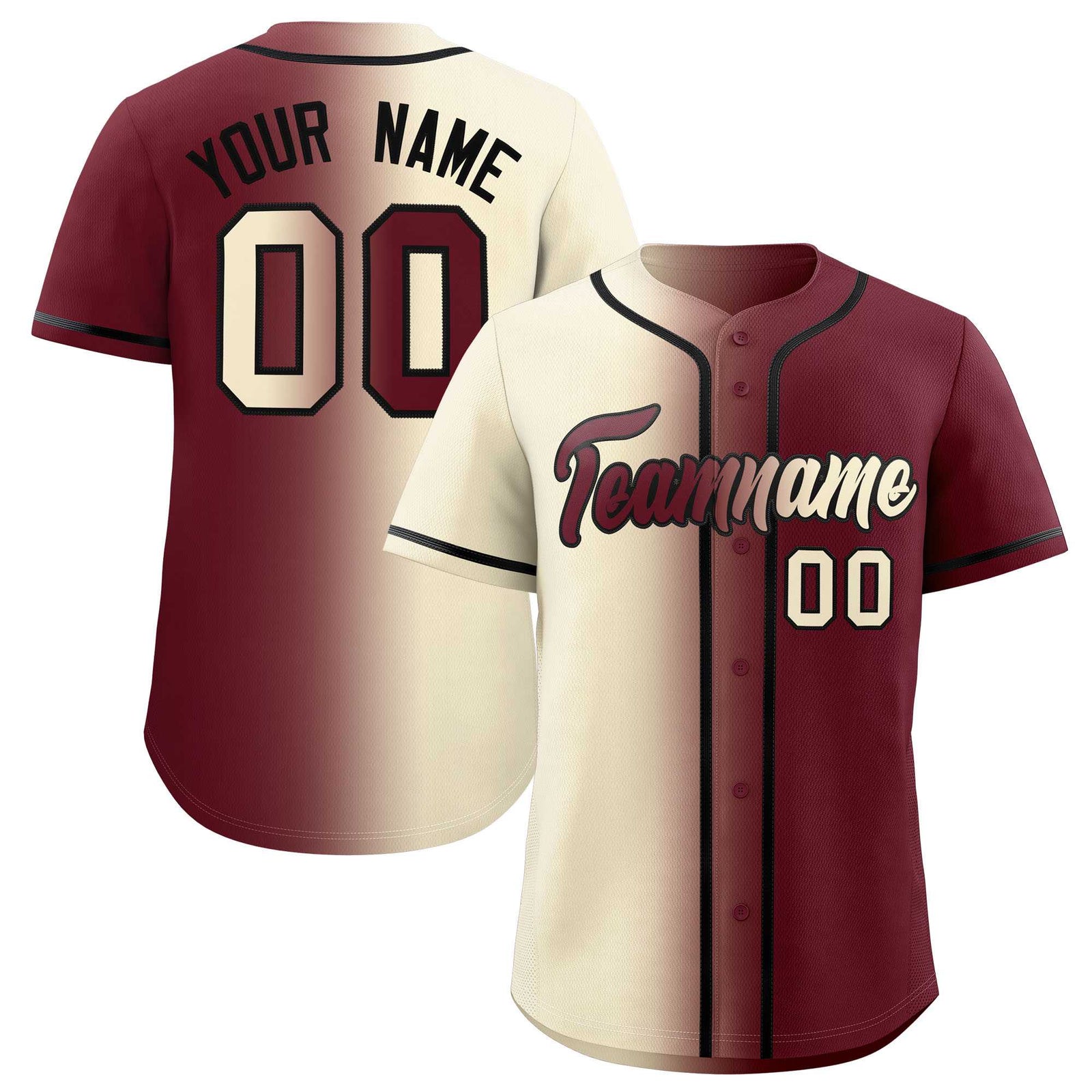 Custom Cream Maroon Two Tone Gradient Fashion Authentic Baseball Jersey