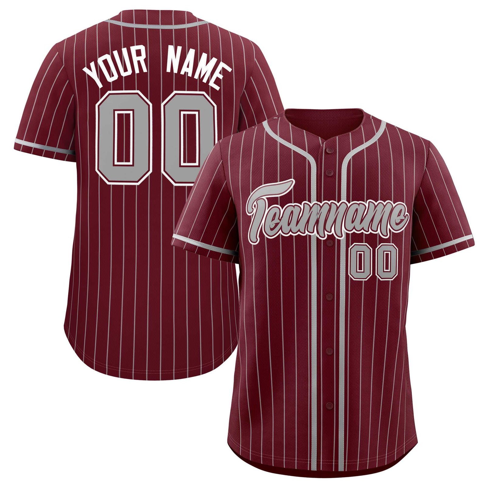 Custom Maroon Gray Stripe Fashion Authentic Baseball Jersey
