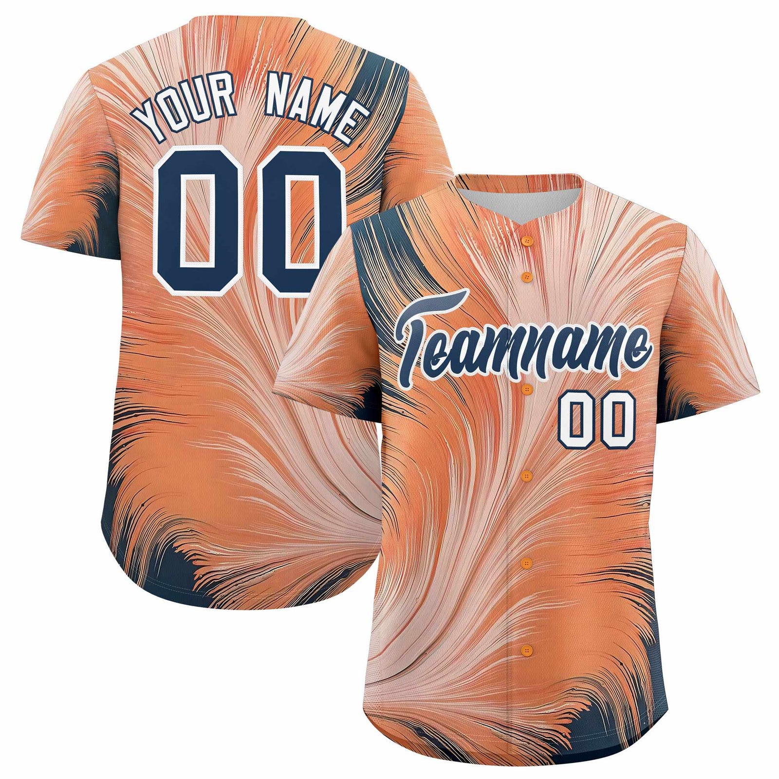 Custom Midnight Blue White Fluid Feather Graffiti Pattern Authentic Baseball Jersey