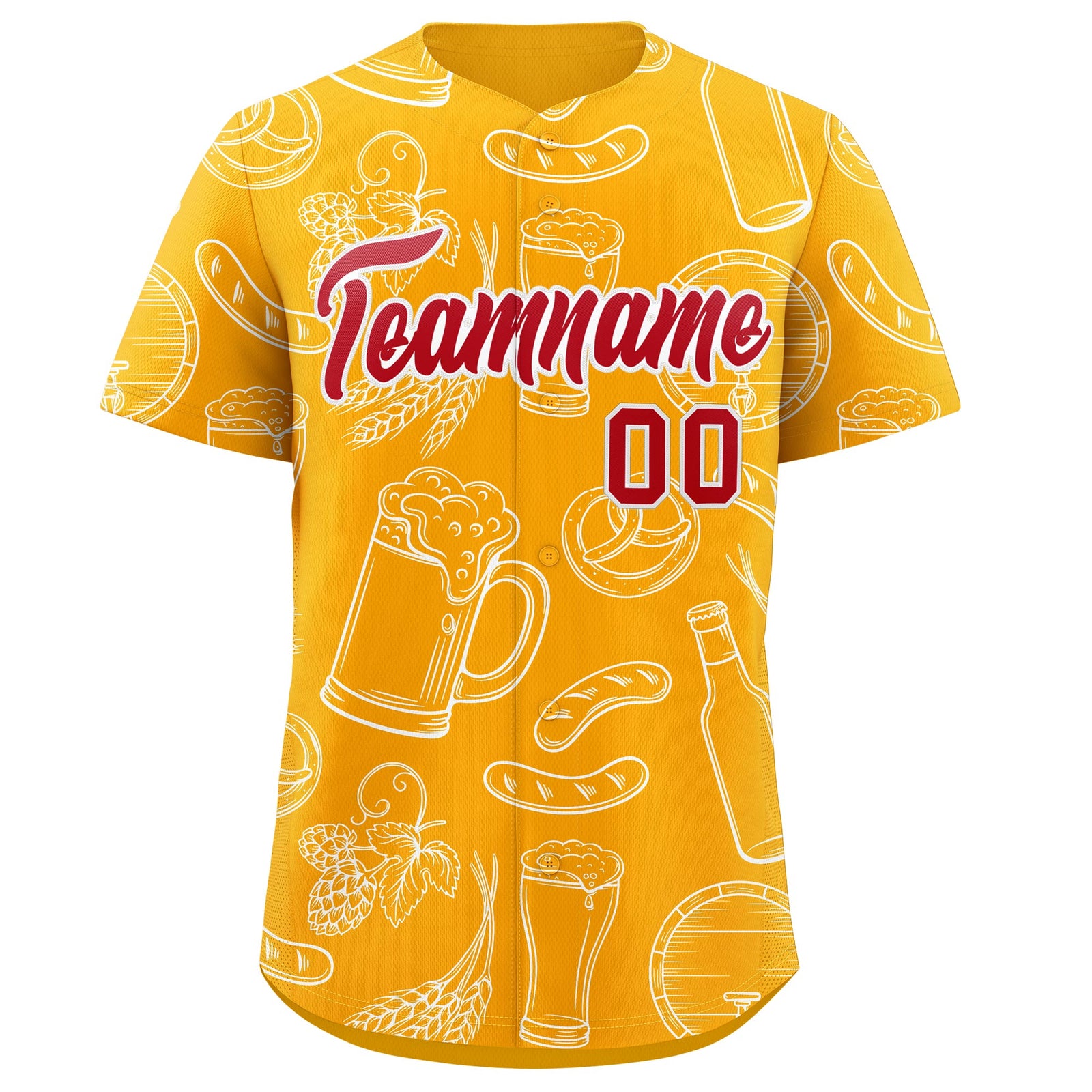 Custom Orange White National Beer Day Personalized Beer Pattern Baseball Jersey | Suitable For Groups Or Parties | KXKSHOP