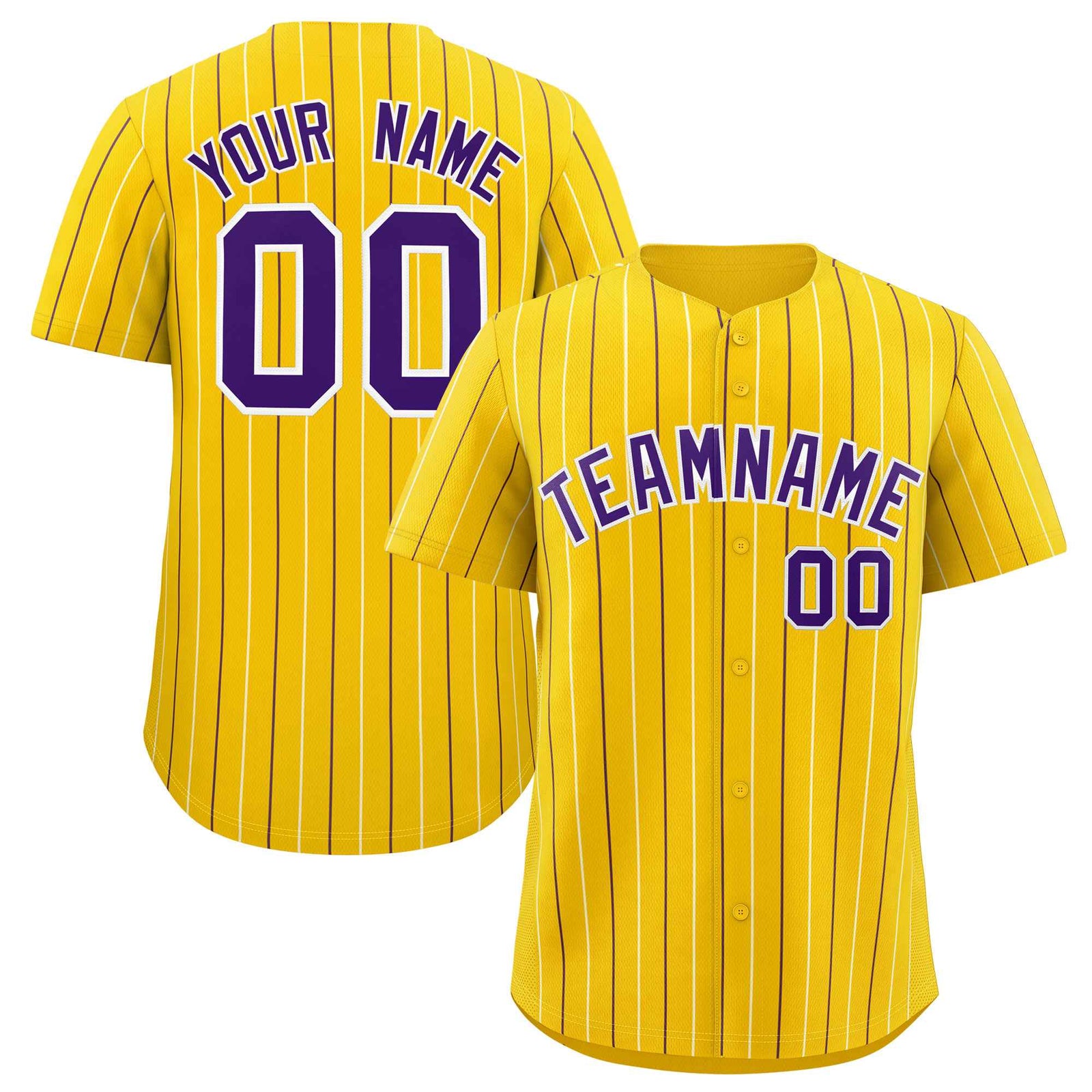 Custom Gold Purple and White Bi-Color Stripes Fashion Authentic Baseball Jersey