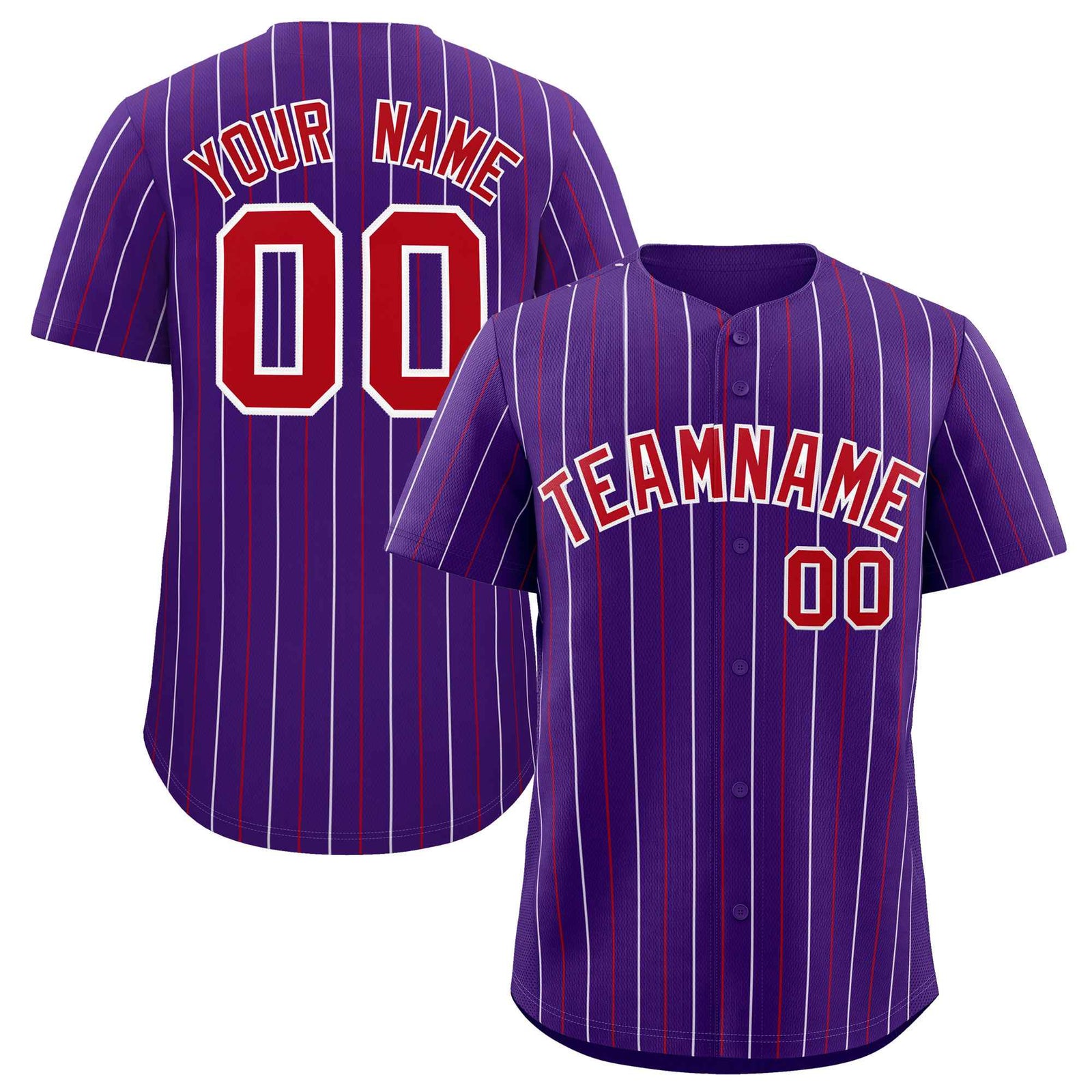Custom Purple Red and White Bi-Color Stripes Fashion Authentic Baseball Jersey