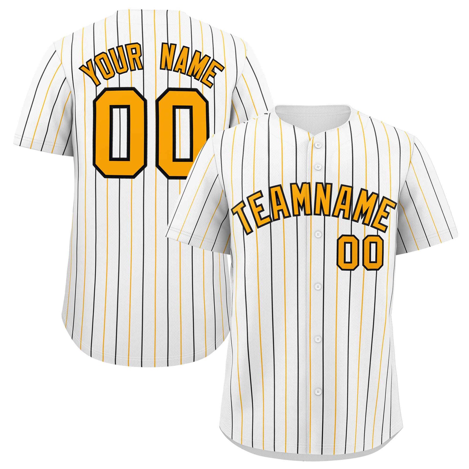 Custom White Yellow and Black Bi-Color Stripes Fashion Authentic Baseball Jersey