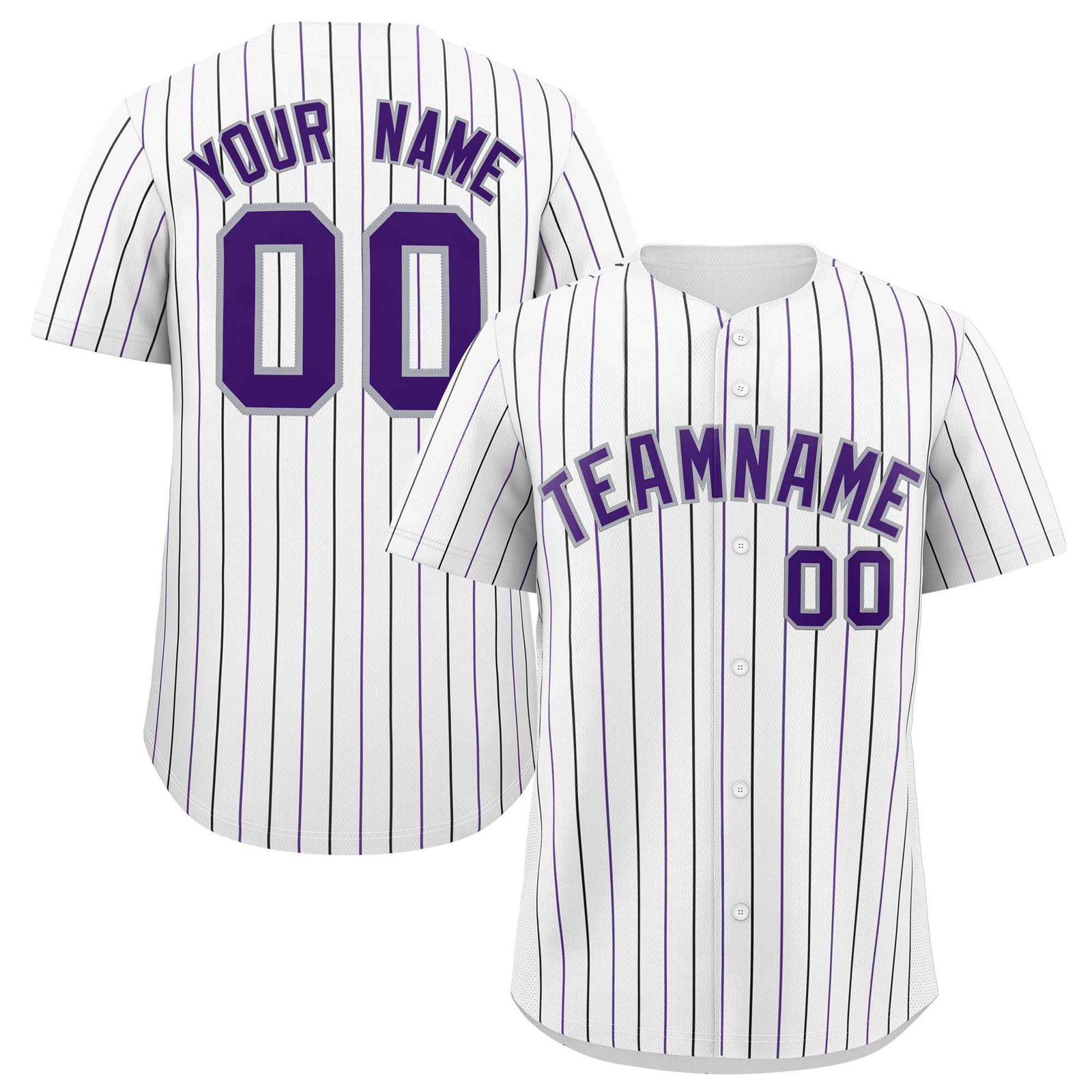 Custom White Purple and Gray Bi-Color Stripes Fashion Authentic Baseball Jersey