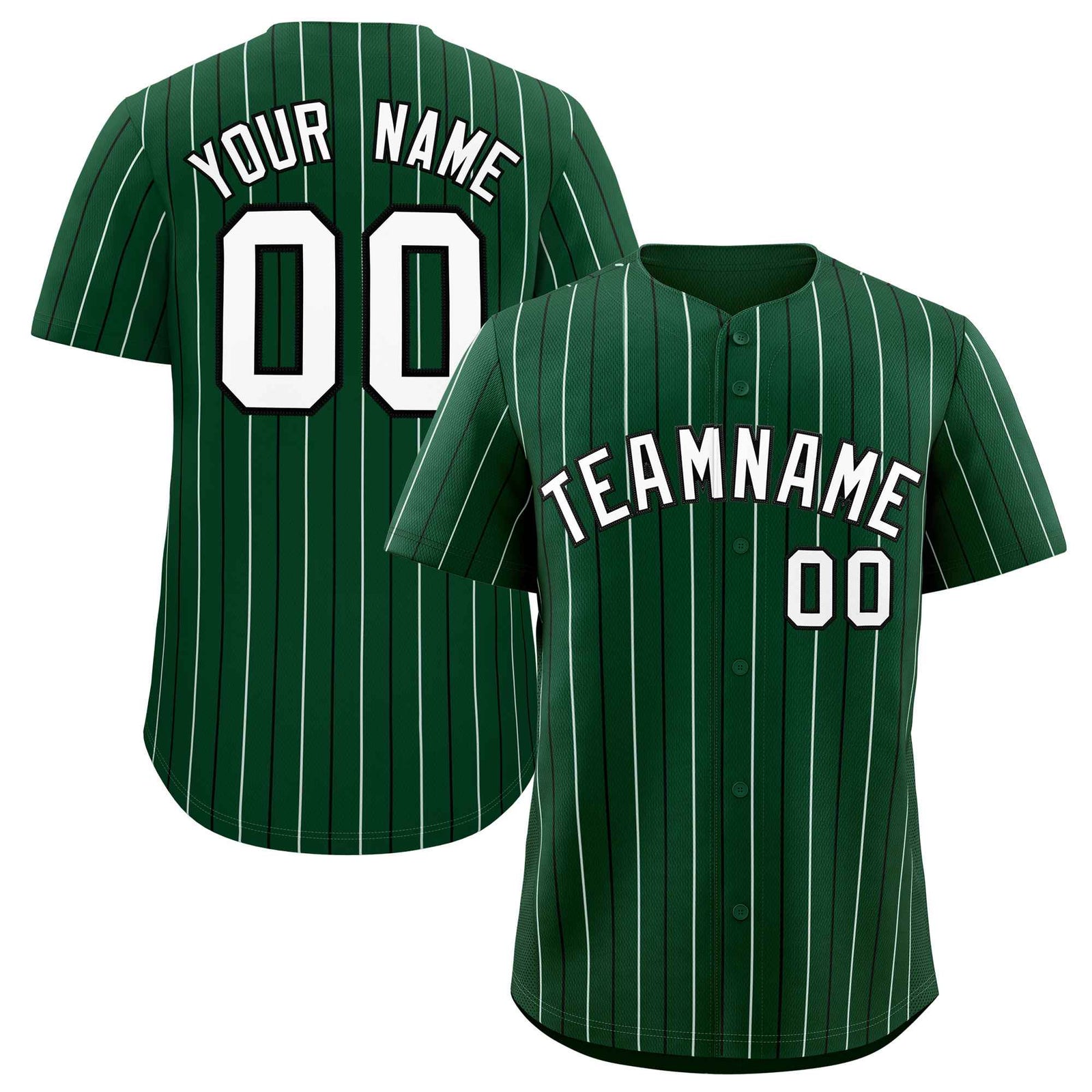 Custom Green Black and White Bi-Color Stripes Fashion Authentic Baseball Jersey