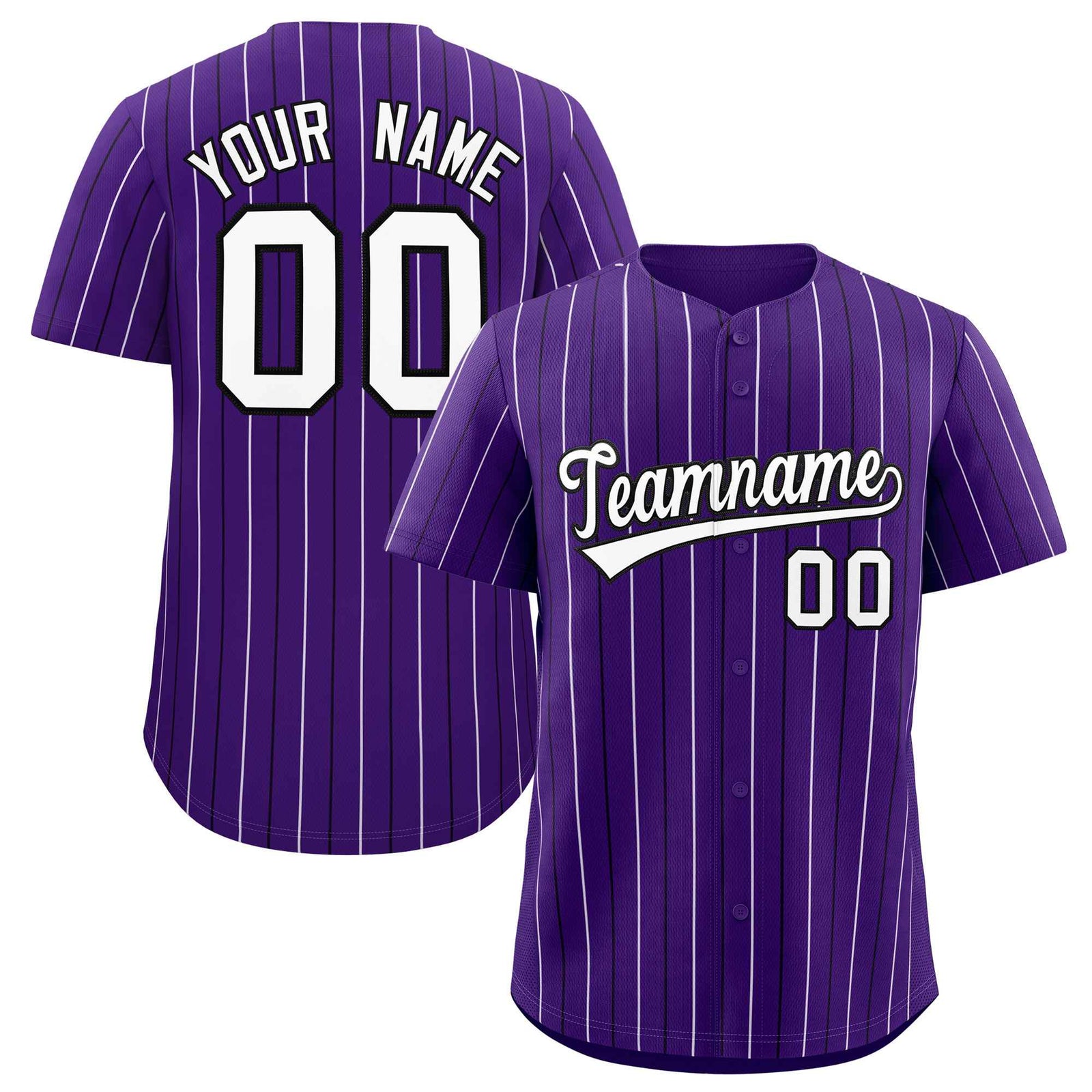 Custom Purple White and Black Bi-Color Stripes Fashion Authentic Baseball Jersey