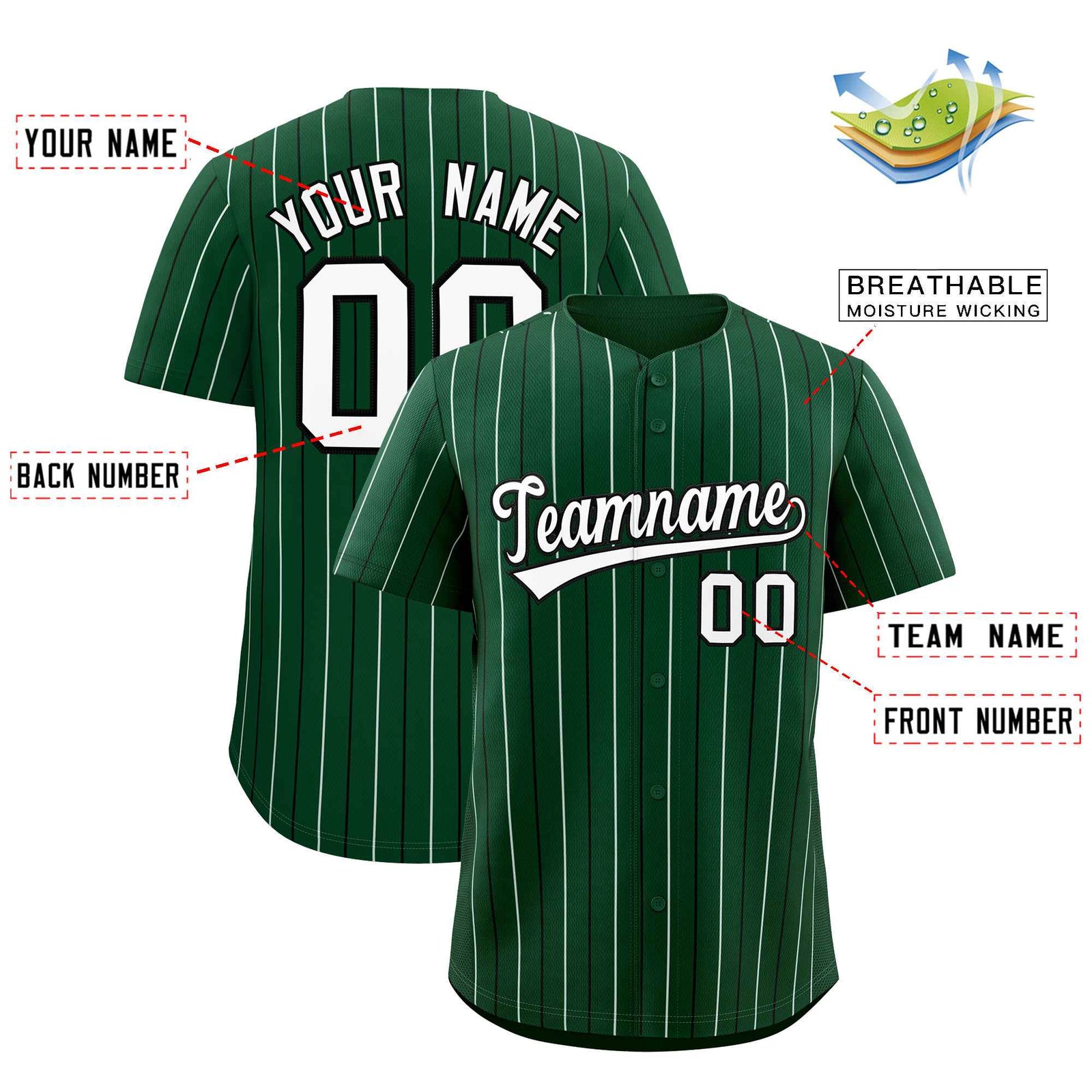 Custom Green Black and White Bi-Color Stripes Fashion Authentic Baseball Jersey