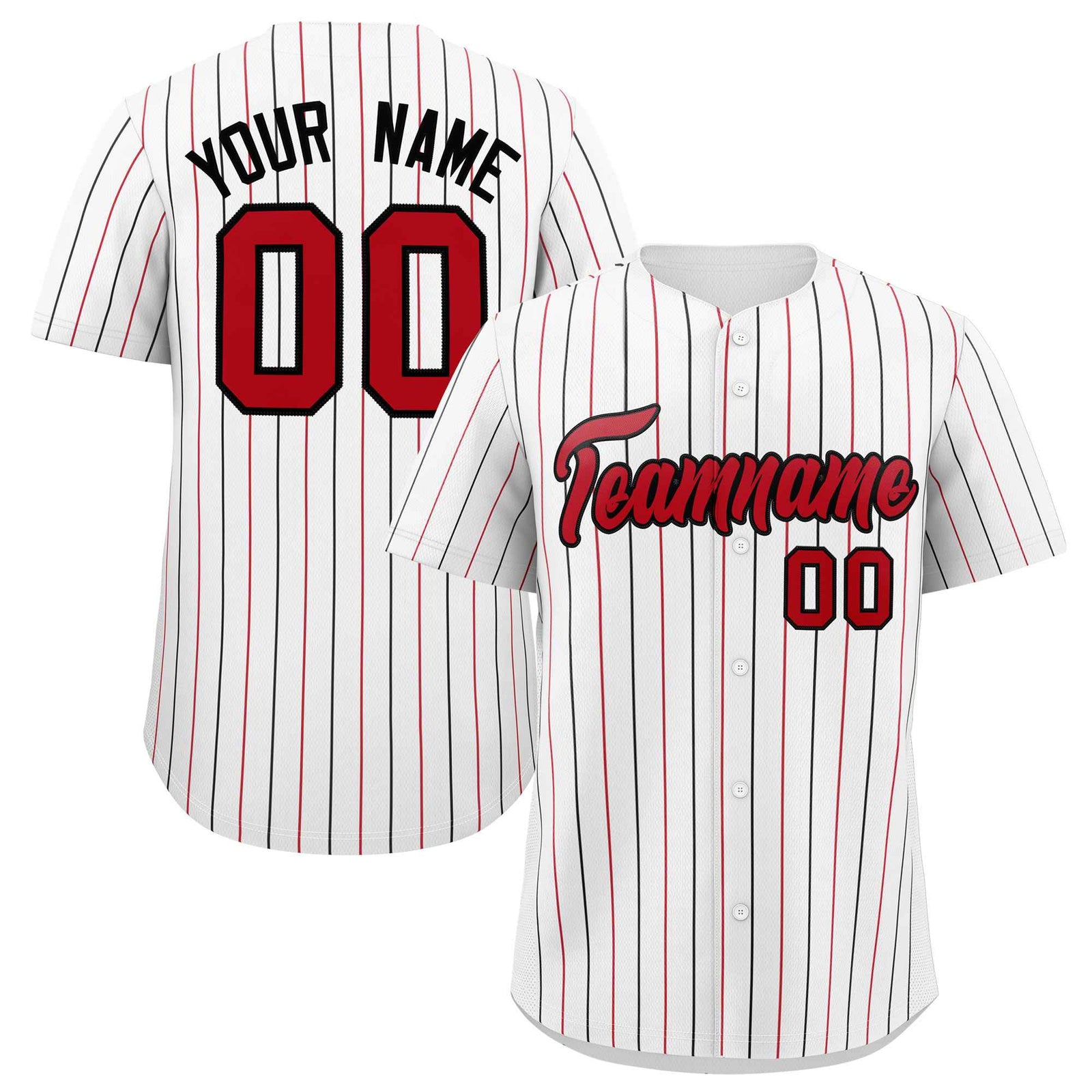 Custom White Red and Black Bi-Color Stripes Fashion Authentic Baseball Jersey