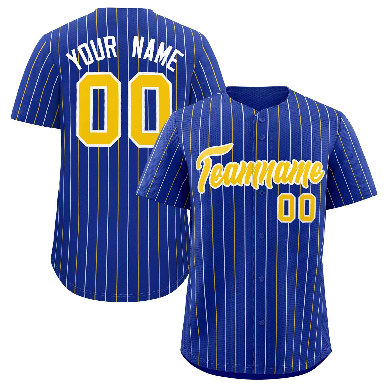Custom Royal Gold and White Bi-Color Stripes Fashion Authentic Baseball Jersey
