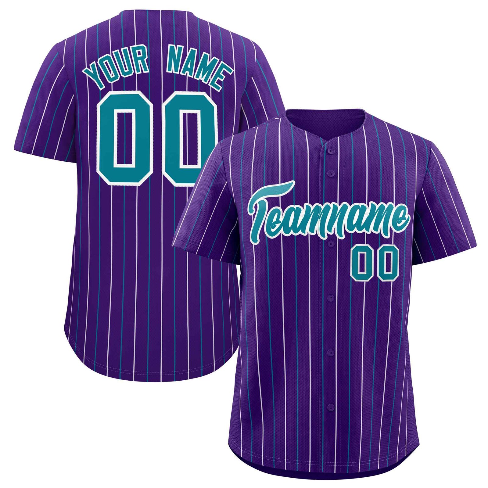 Custom Purple Teal and White Bi-Color Stripes Fashion Authentic Baseball Jersey