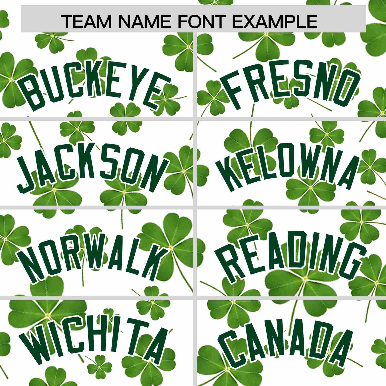 Custom White Green St.Patrick's Day Personalized Four Leaf Clover Pattern Baseball Jersey