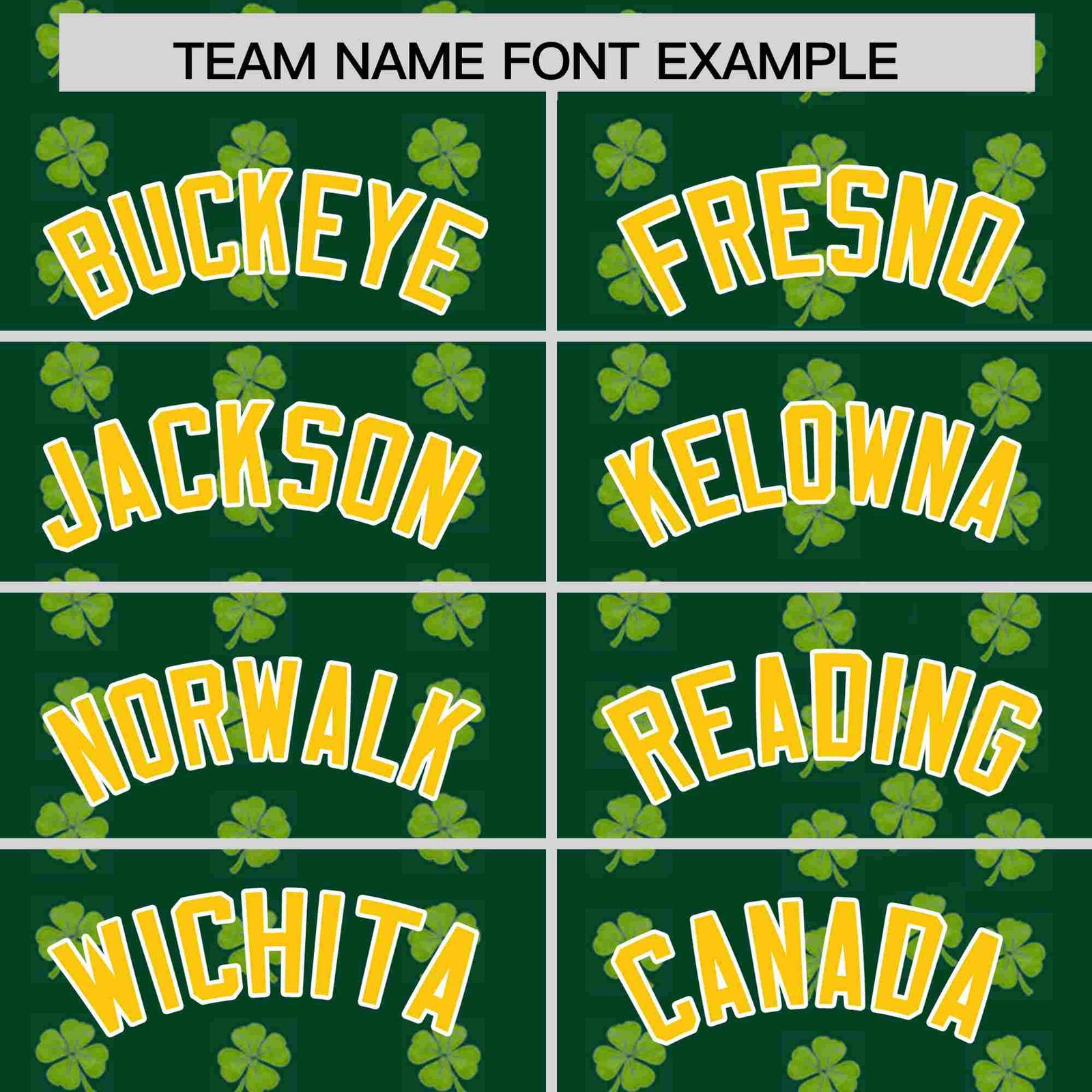 Custom Green Gold St.Patrick's Day Personalized Four Leaf Clover Pattern Baseball Jersey
