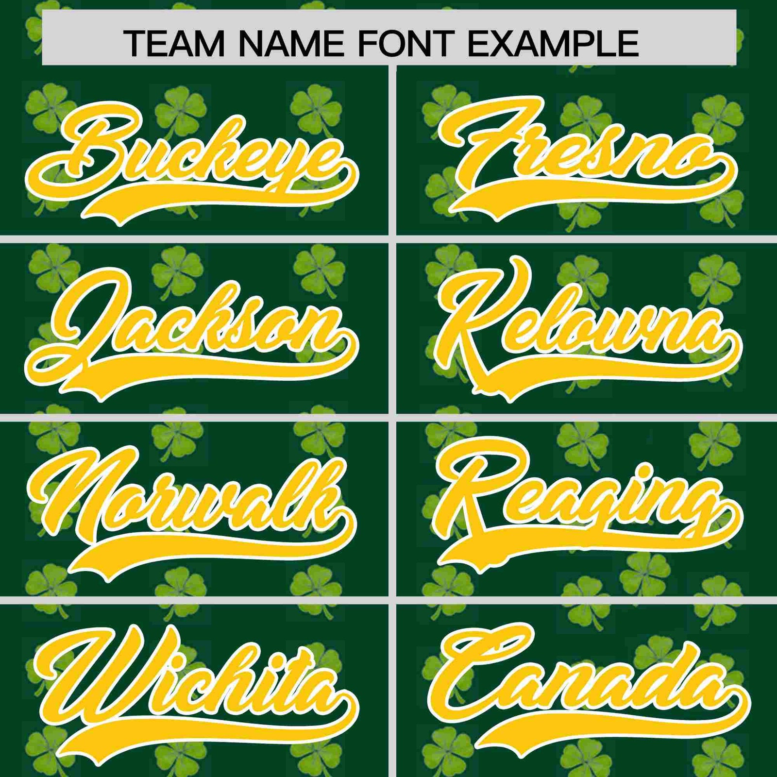 Custom Green Gold St.Patrick's Day Personalized Four Leaf Clover Pattern Baseball Jersey
