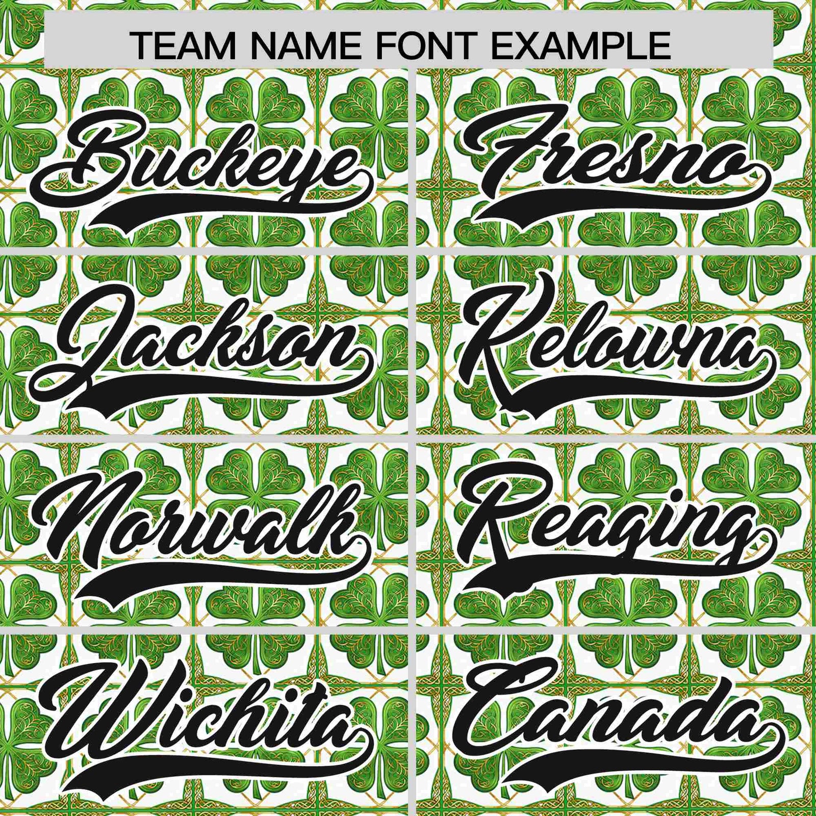 Custom White Black St.Patrick's Day Personalized Four Leaf Clover Pattern Baseball Jersey