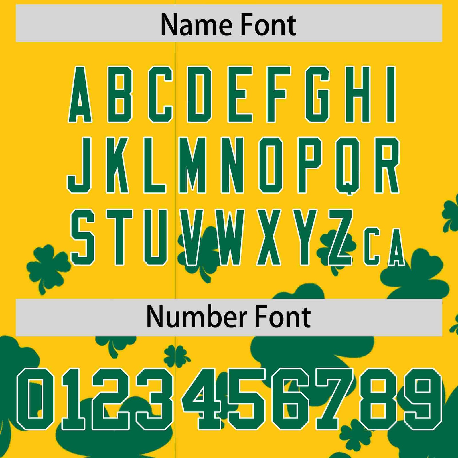 Custom Gold Kelly Green St.Patrick's Day Personalized Four Leaf Clover Pattern Baseball Jersey