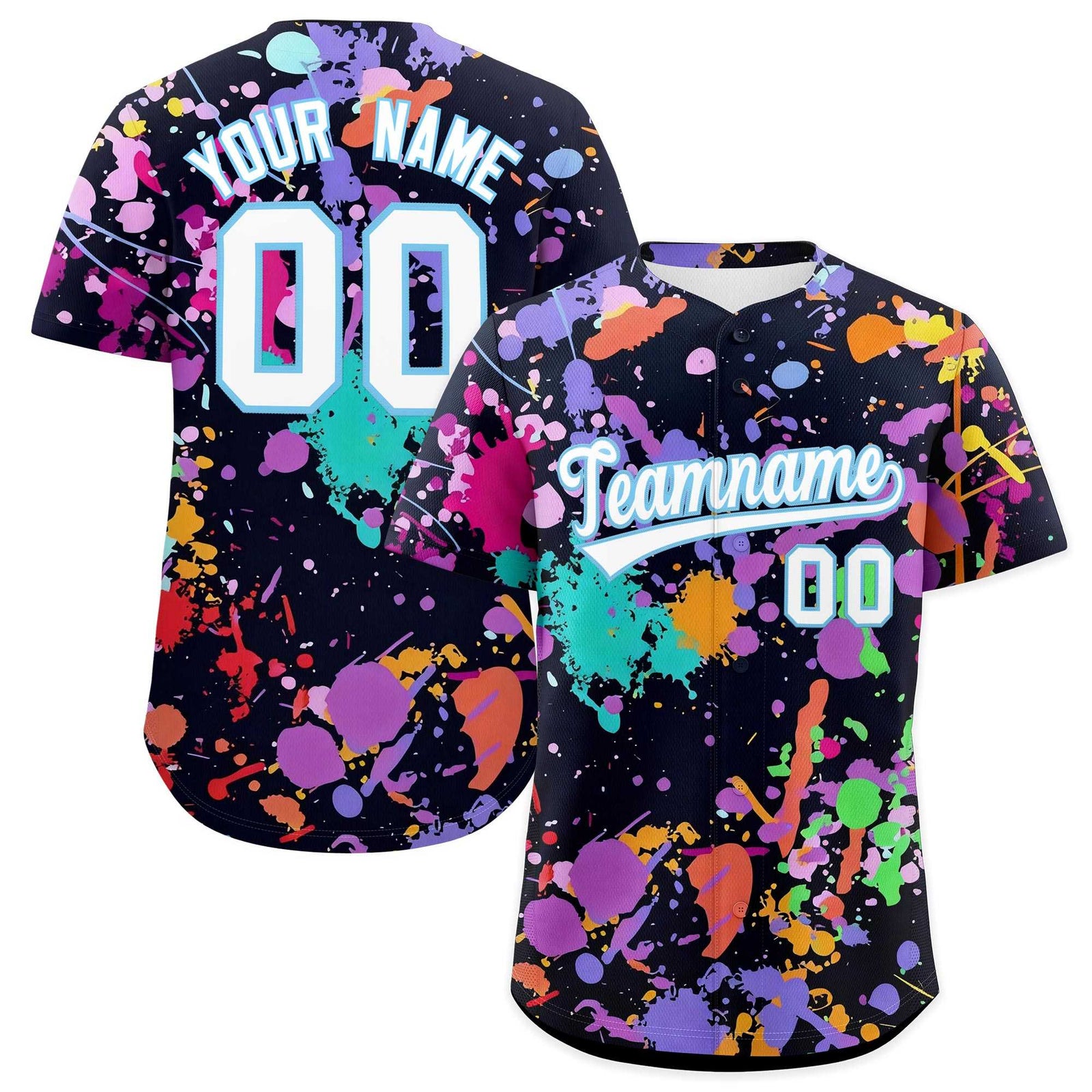 Custom Black White Splashes Graffiti Pattern Authentic Baseball Jersey| KXKSHOP