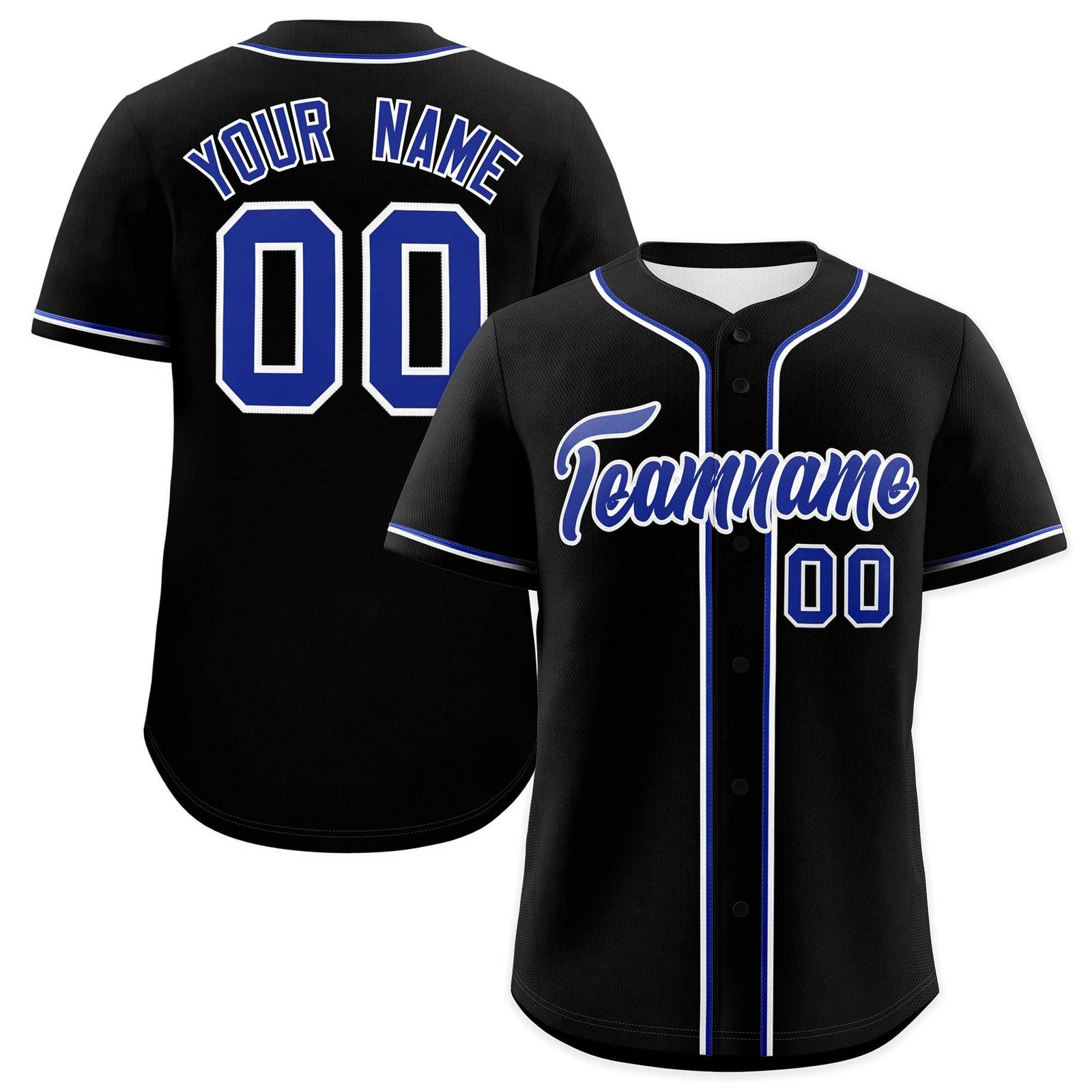Custom Black Royal Blue Classic Style Authentic Baseball Jersey