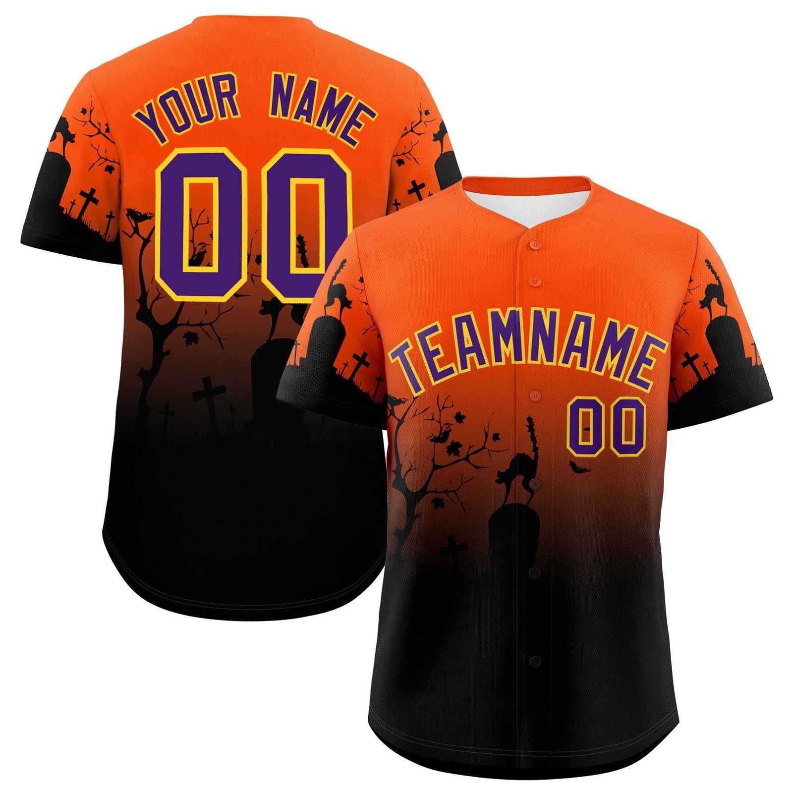 Custom Multi Color Halloween Authentic Baseball Jersey