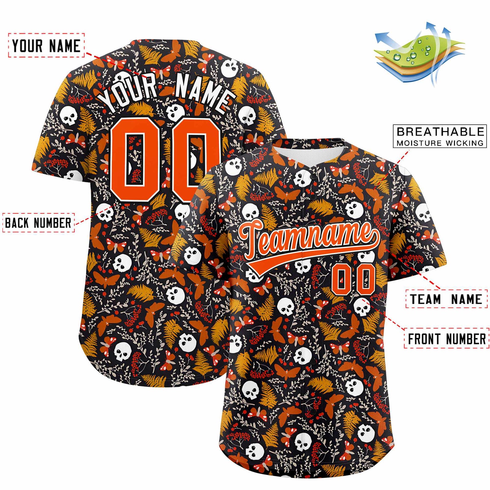 Custom Multi Color Halloween Authentic Baseball Jersey