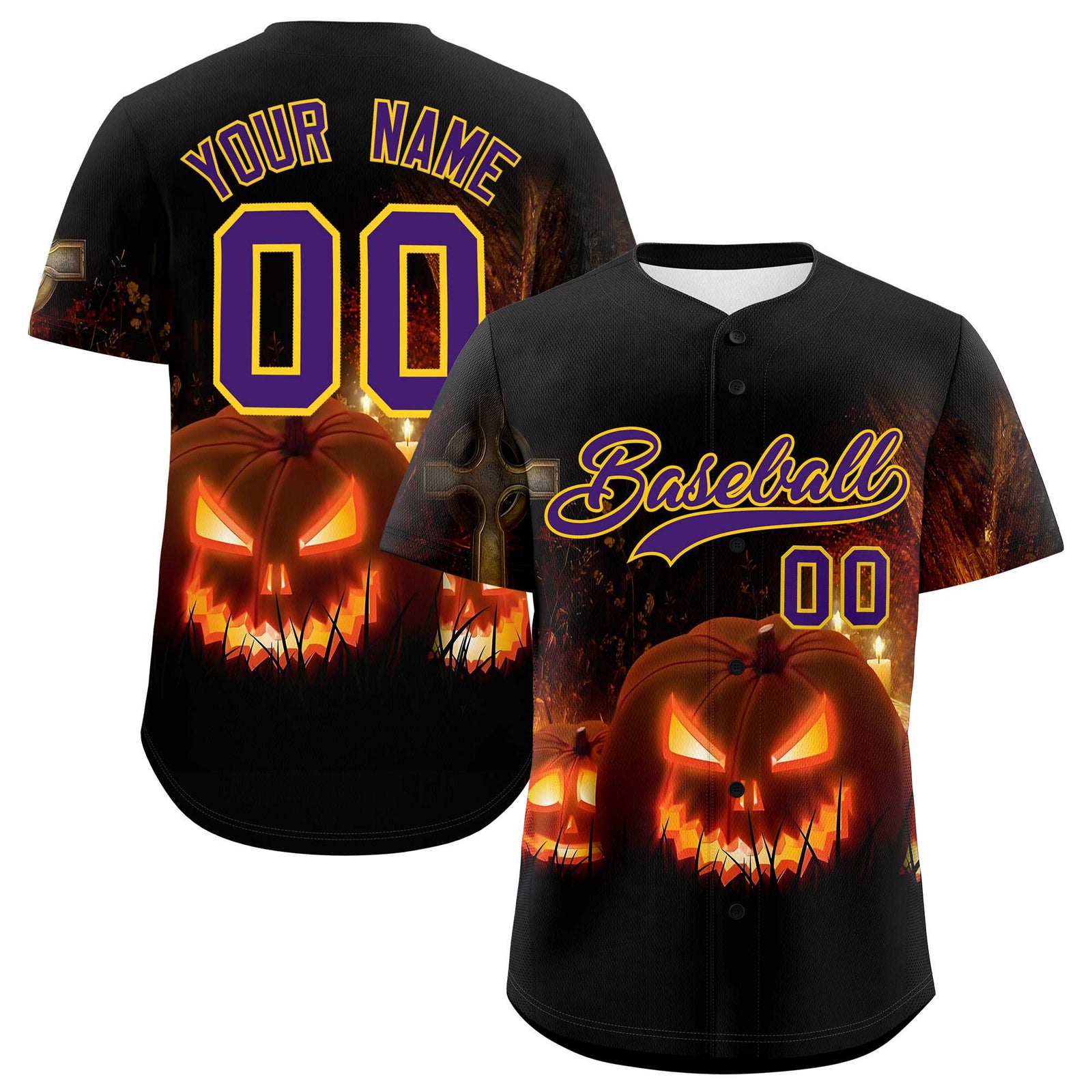 Custom Multi Color Halloween Authentic Baseball Jersey