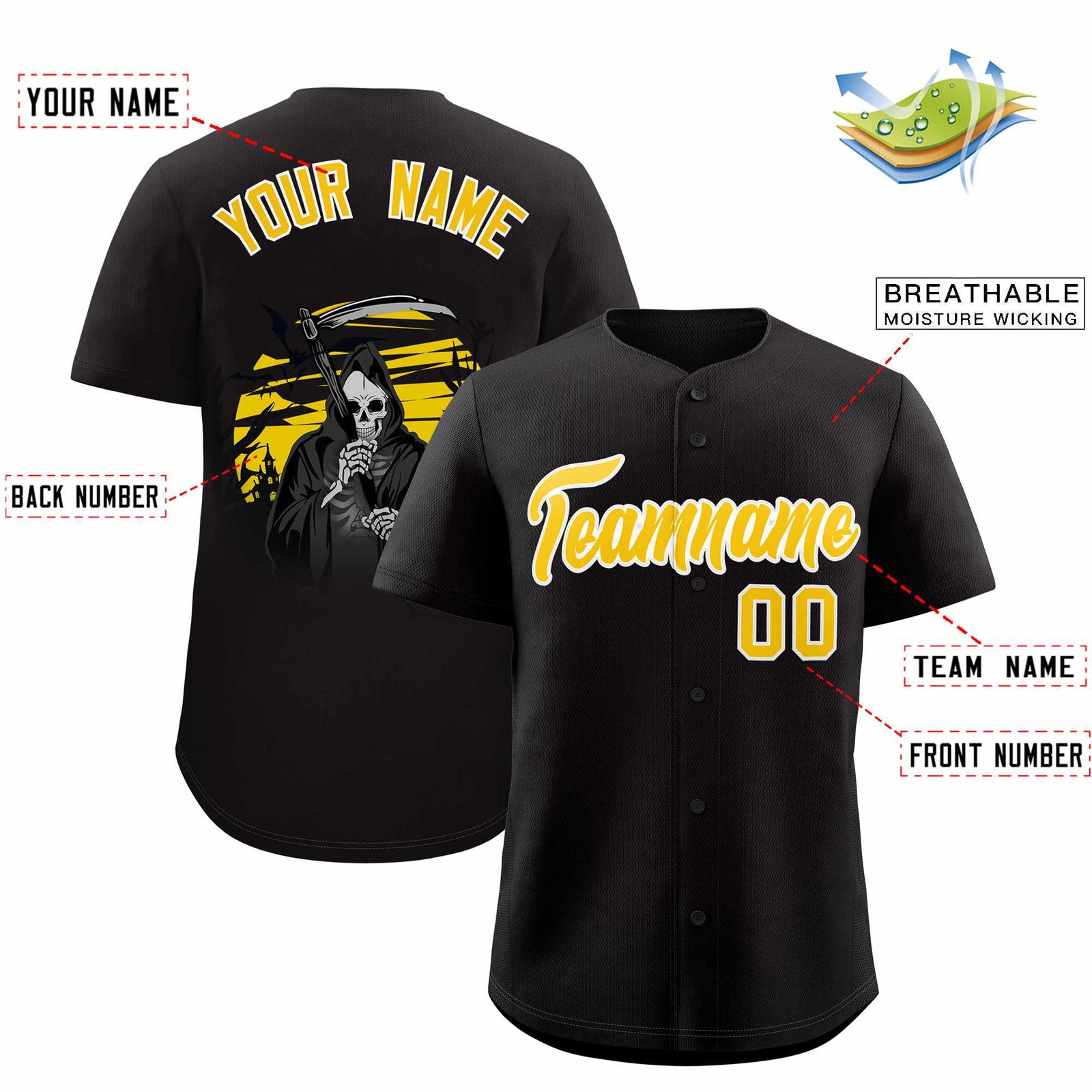 Custom Multi Color Halloween Authentic Baseball Jersey