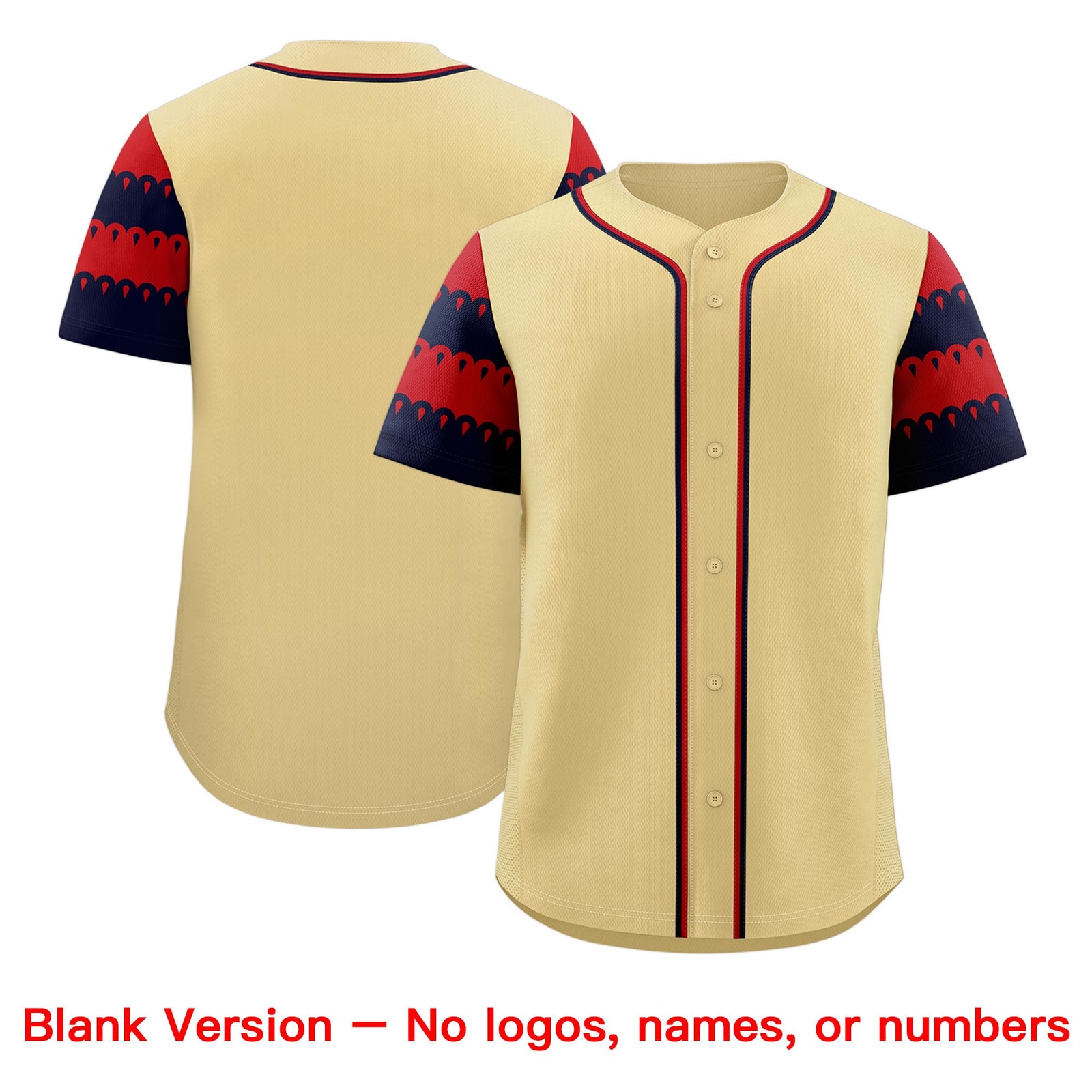 Custom Khaki Red Navy Sleeve Flag Lace Baseball Jersey | Sublimation Printed & Embroidery,Add Name and Numbern,Perfect for Teams | KXKSHOP