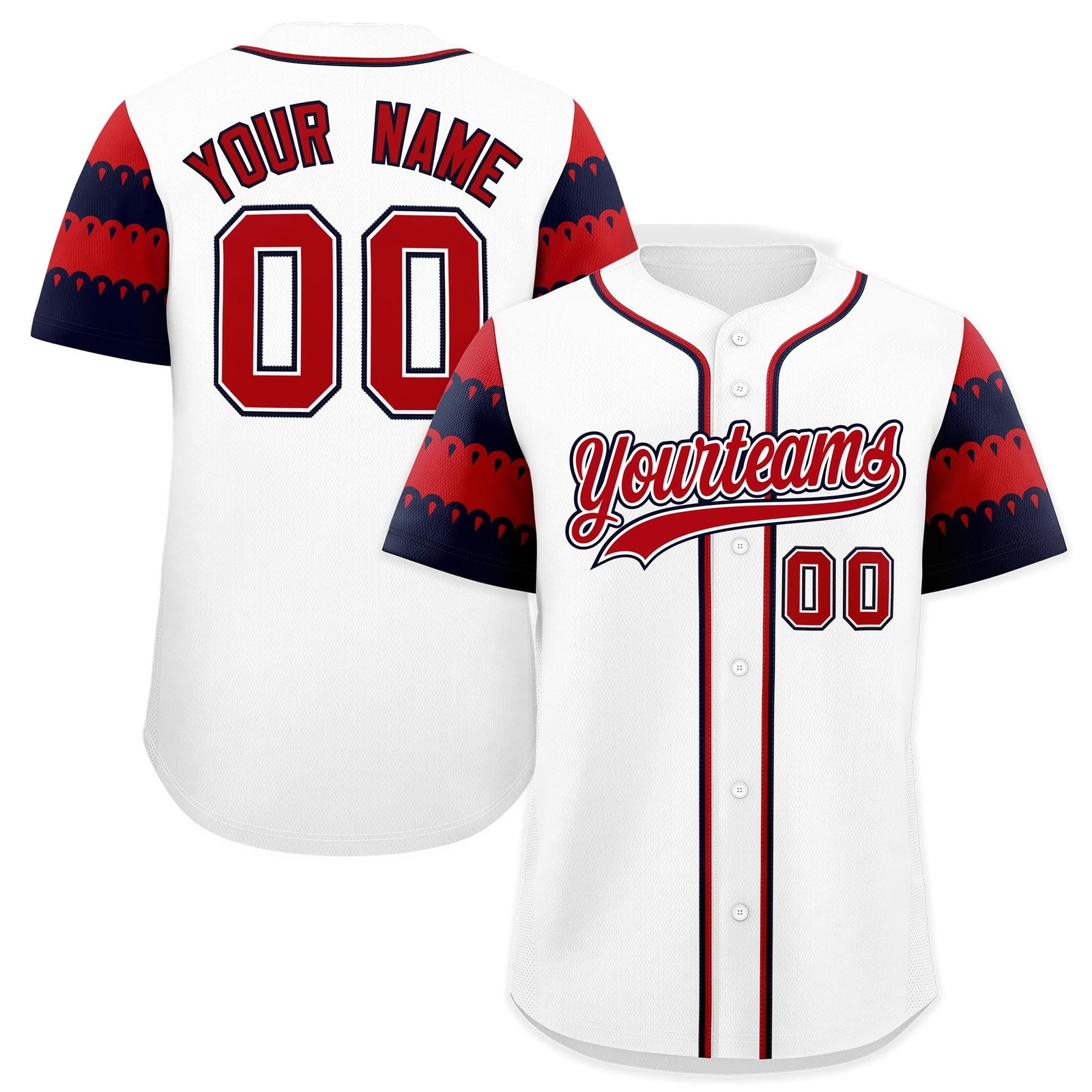 Custom White Red Navy Sleeve Flag Lace Baseball Jersey | Sublimation Printed & Embroidery,Add Name and Numbern,Perfect for Teams | KXKSHOP