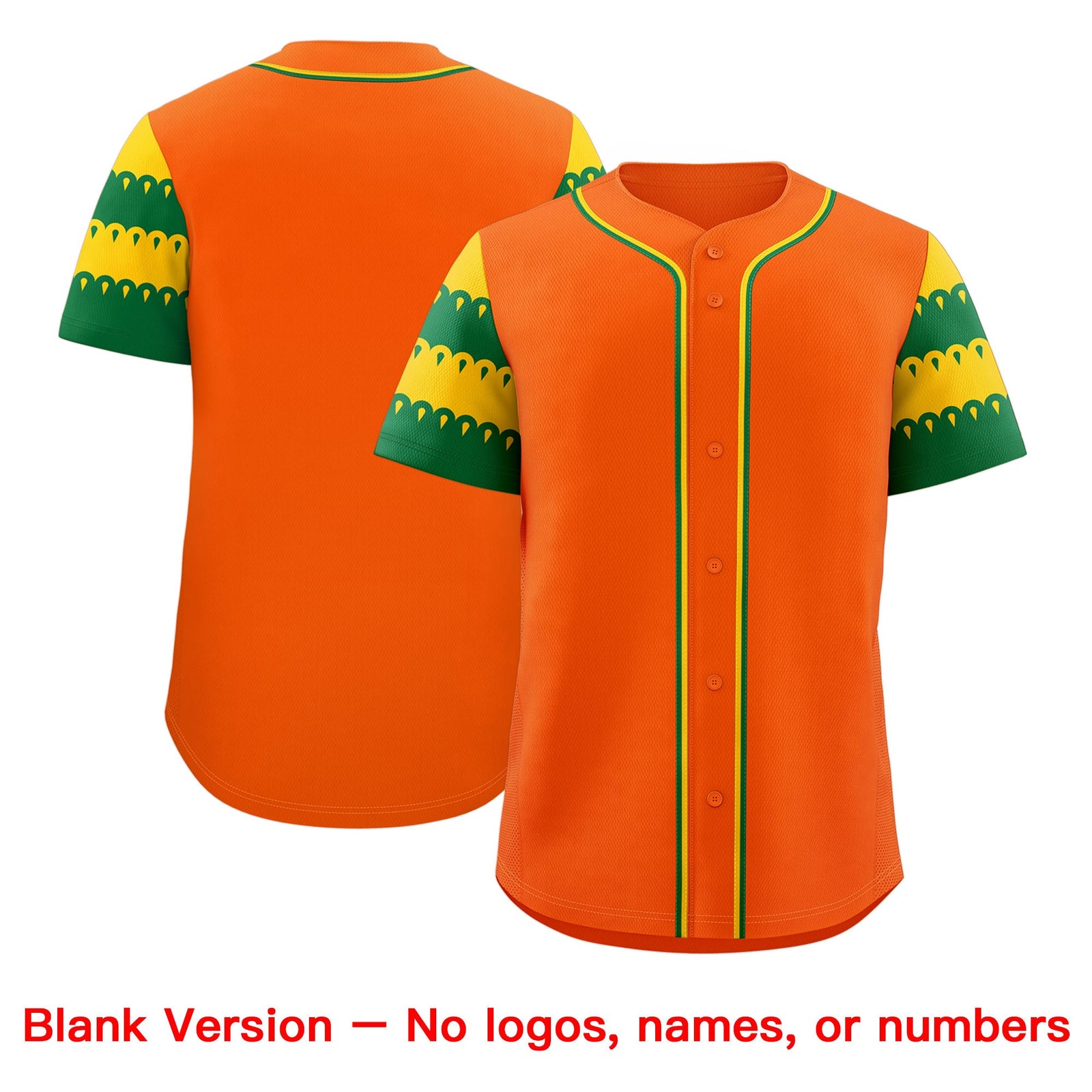 Custom Orange Gold Kelly Green Sleeve Flag Lace Baseball Jersey | Sublimation Printed & Embroidery,Add Name and Numbern,Perfect for Teams | KXKSHOP