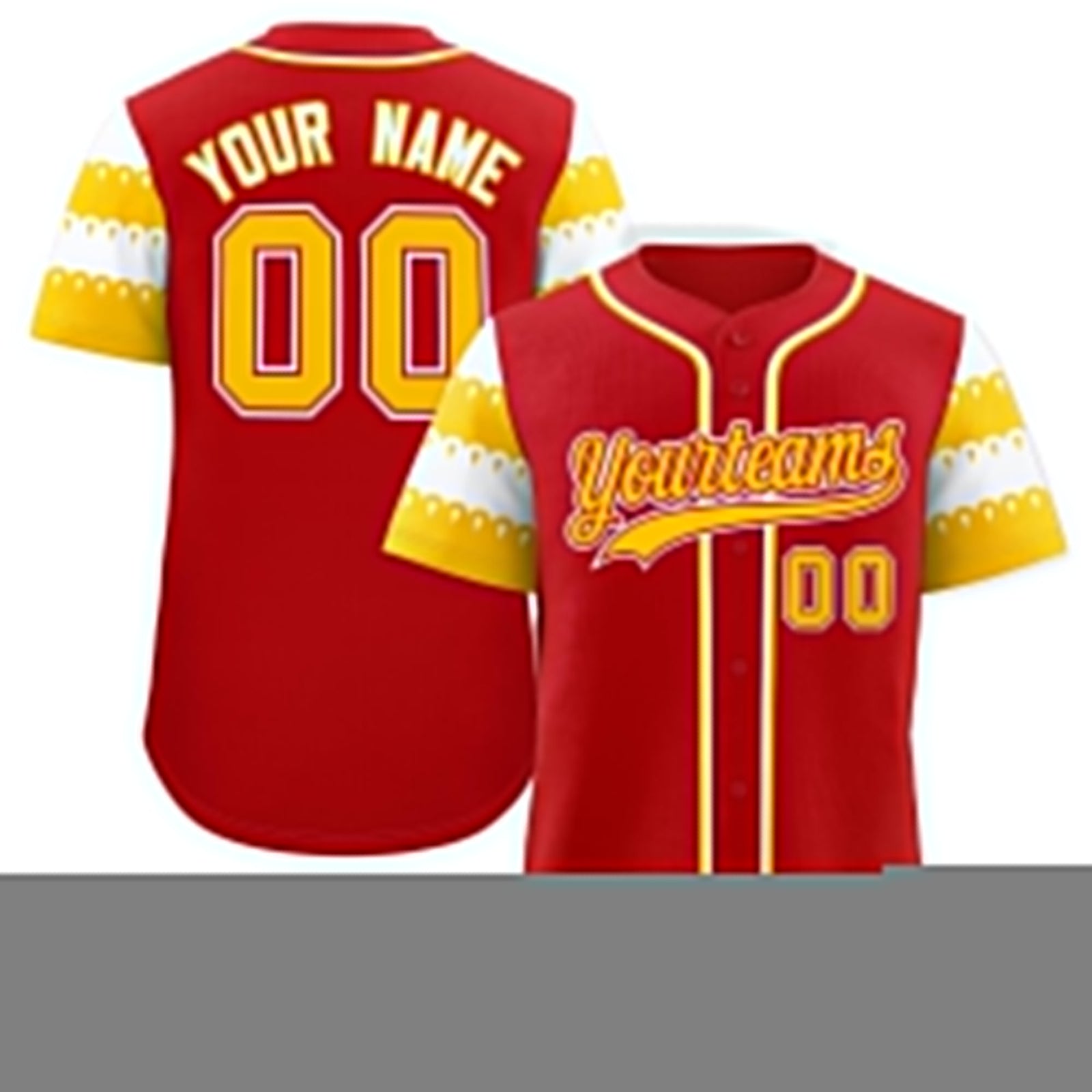 Custom Red Gold White Sleeve Flag Lace Baseball Jersey | Sublimation Printed & Embroidery,Add Name and Numbern,Perfect for Teams | KXKSHOP
