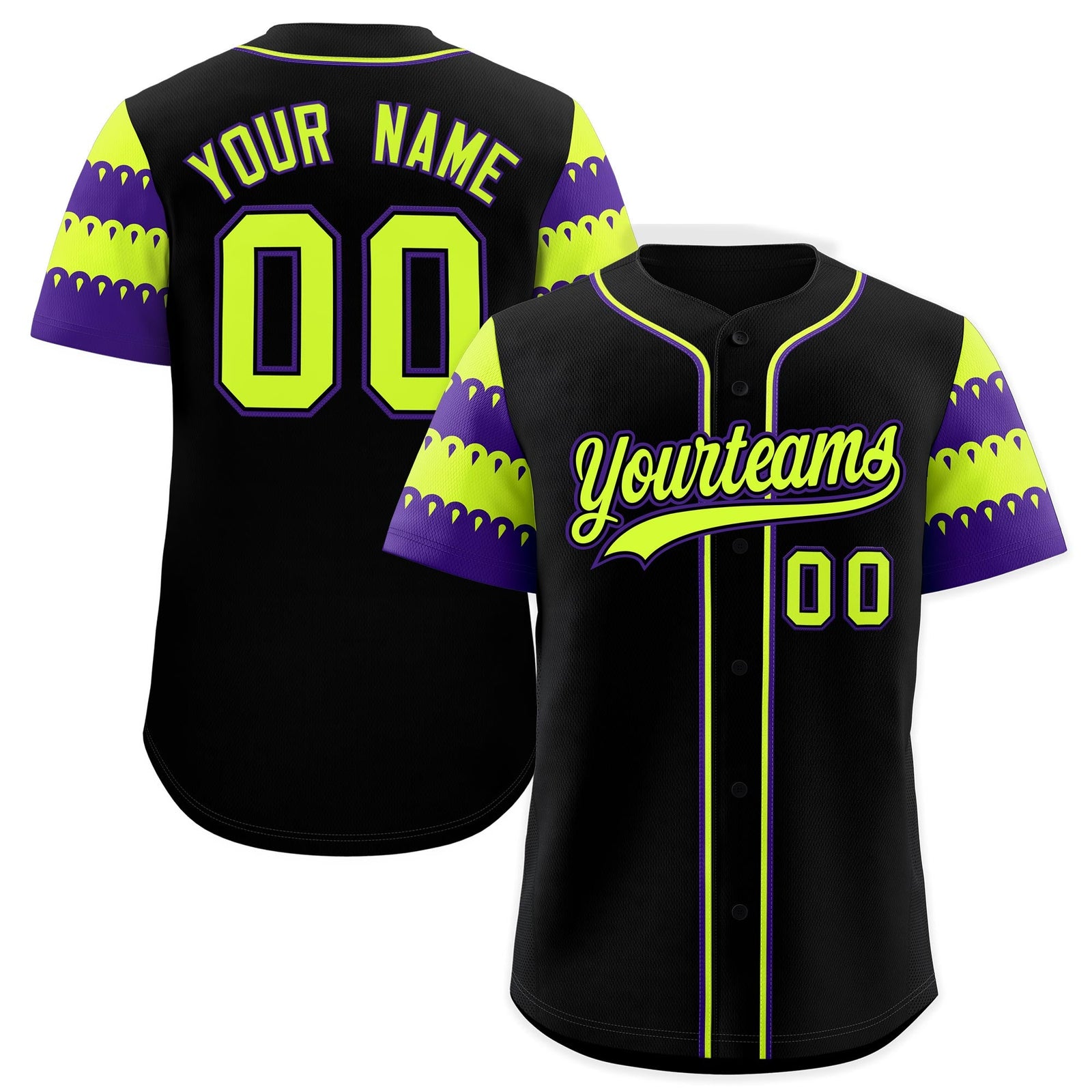 Custom Black Purple Sleeve Flag Lace Baseball Jersey | Sublimation Printed & Embroidery,Add Name and Numbern,Perfect for Teams | KXKSHOP