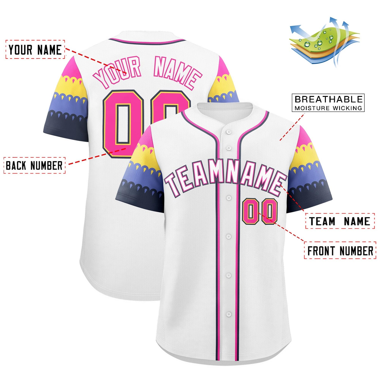 Custom White Rose Red Navy Sleeve Flag Lace Baseball Jersey | Sublimation Printed & Embroidery,Add Name and Numbern,Perfect for Teams | KXKSHOP