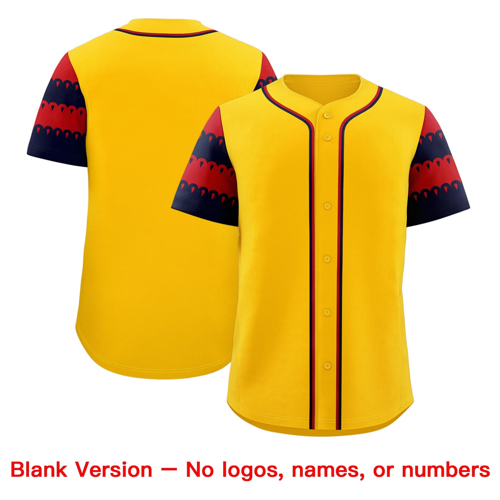 Custom Gold Navy Red Sleeve Flag Lace Baseball Jersey | Sublimation Printed & Embroidery,Add Name and Numbern,Perfect for Teams | KXKSHOP
