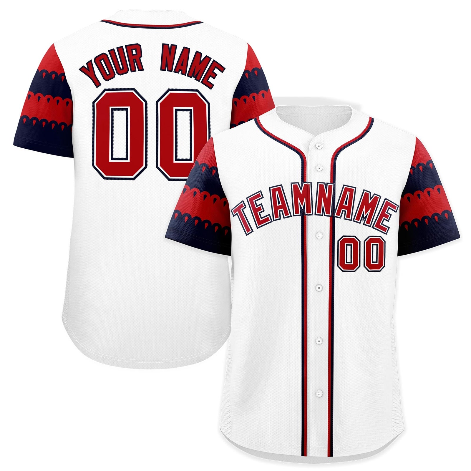 Custom White Red Navy Sleeve Flag Lace Baseball Jersey | Sublimation Printed & Embroidery,Add Name and Numbern,Perfect for Teams | KXKSHOP