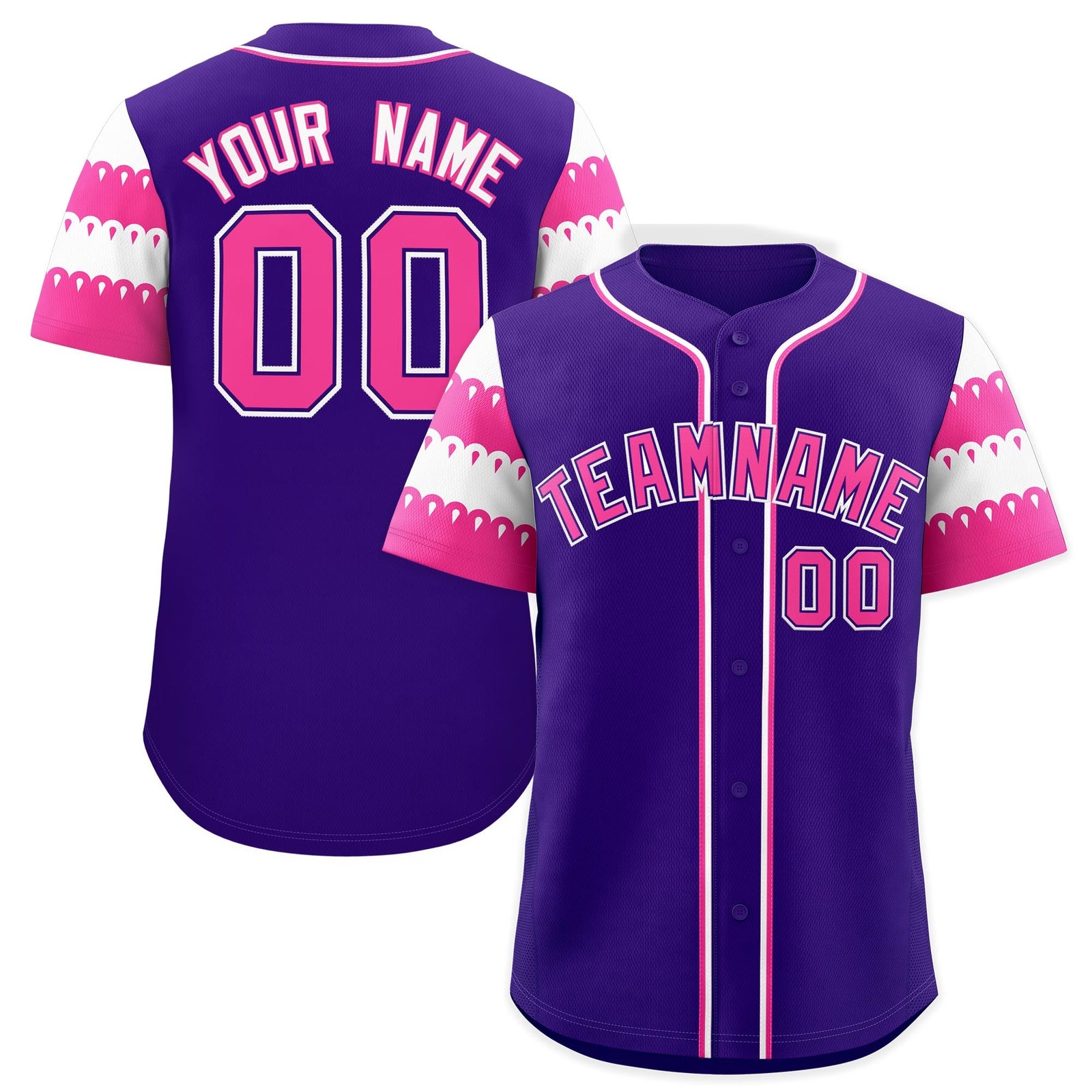 Custom Purple Pink White Sleeve Flag Lace Baseball Jersey | Sublimation Printed & Embroidery,Add Name and Numbern,Perfect for Teams | KXKSHOP