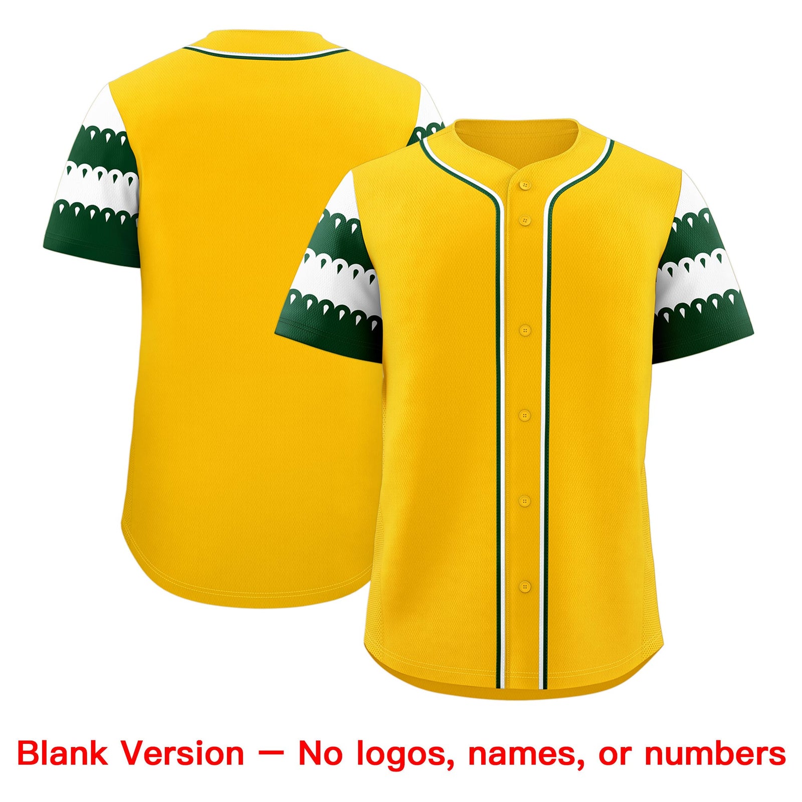 Custom Gold Green White Sleeve Flag Lace Baseball Jersey | Sublimation Printed & Embroidery,Add Name and Numbern,Perfect for Teams | KXKSHOP