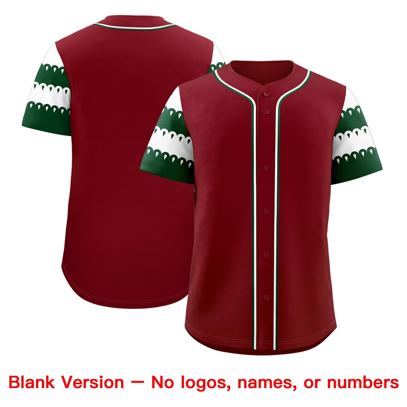 Custom Crimson Green White Sleeve Flag Lace Baseball Jersey | Sublimation Printed & Embroidery,Add Name and Numbern,Perfect for Teams | KXKSHOP