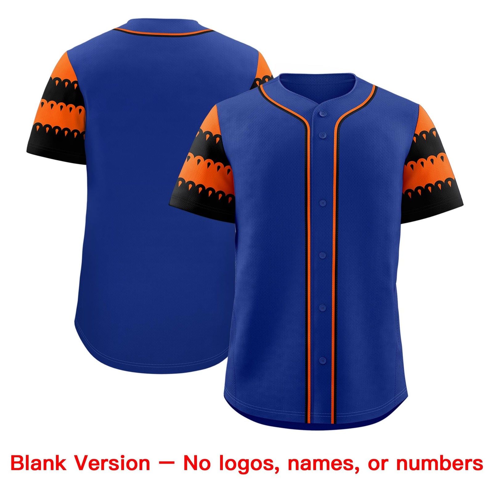 Custom Royal Orange Black Sleeve Flag Lace Baseball Jersey | Sublimation Printed & Embroidery,Add Name and Numbern,Perfect for Teams | KXKSHOP
