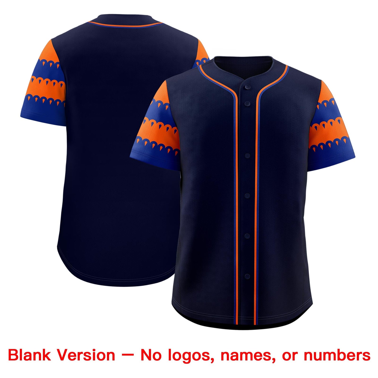Custom Navy Orange Royal Sleeve Flag Lace Baseball Jersey | Sublimation Printed & Embroidery,Add Name and Numbern,Perfect for Teams | KXKSHOP