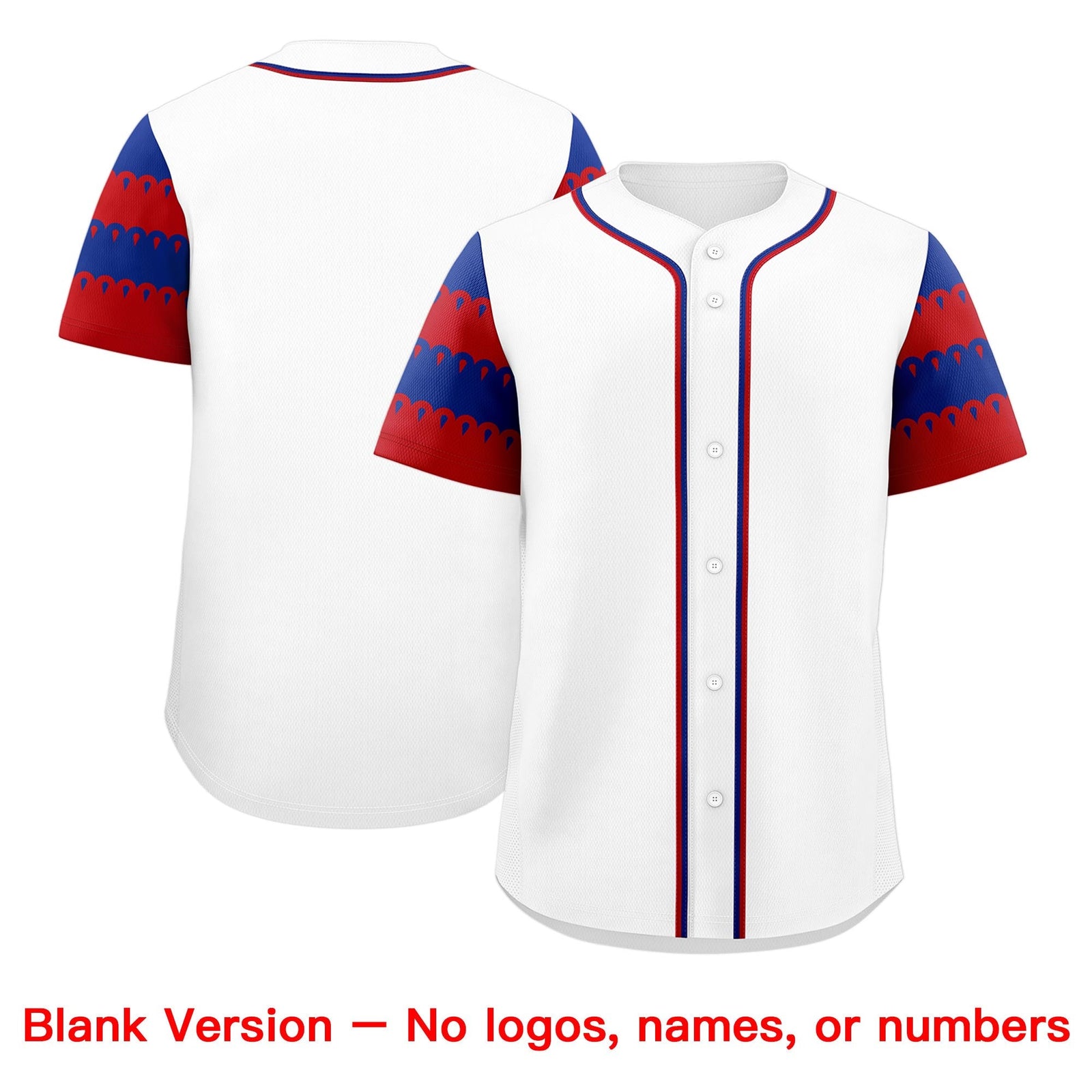 Custom White Red Royal Sleeve Flag Lace Baseball Jersey | Sublimation Printed & Embroidery,Add Name and Numbern,Perfect for Teams | KXKSHOP