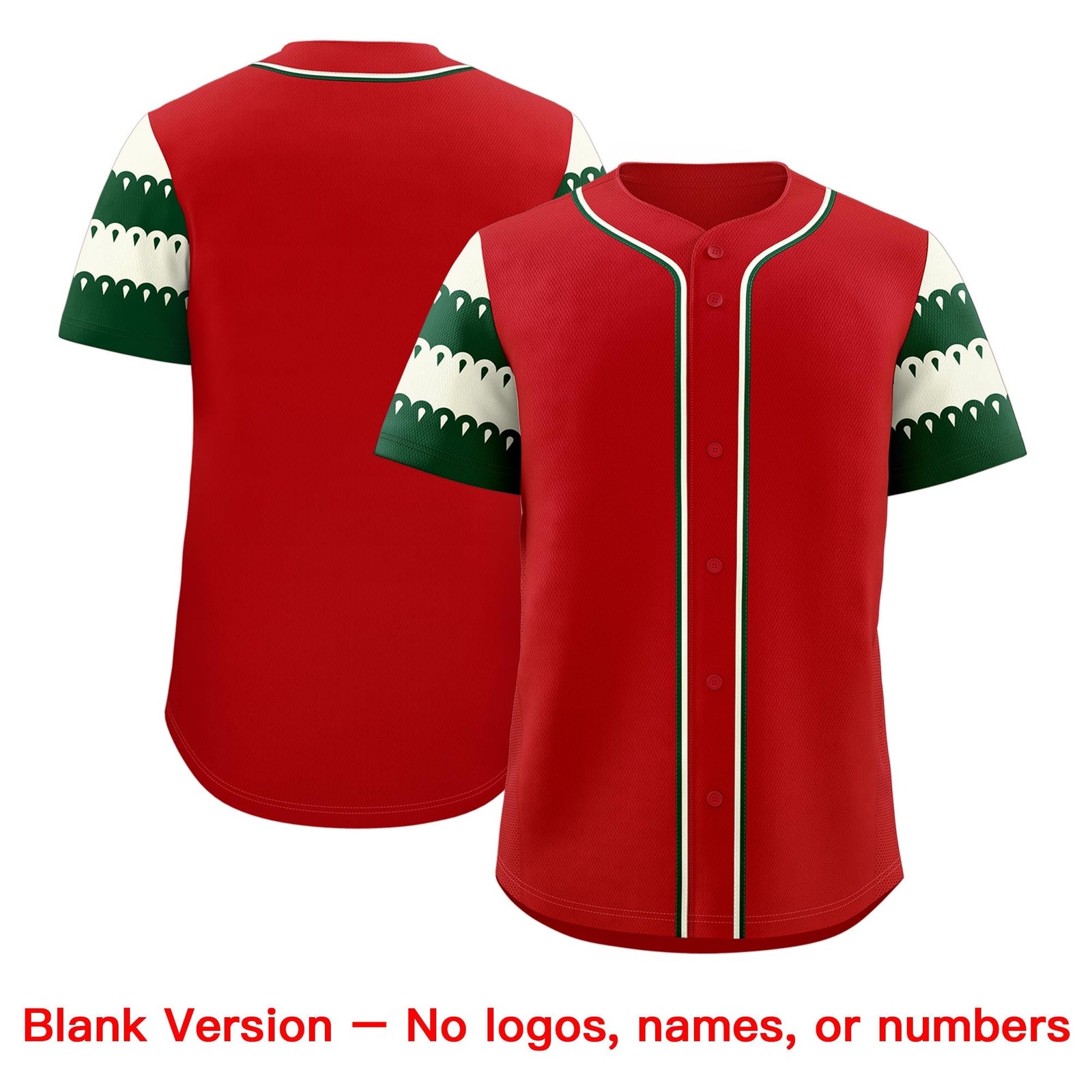 Custom Red White Green Sleeve Flag Lace Baseball Jersey | Sublimation Printed & Embroidery,Add Name and Numbern,Perfect for Teams | KXKSHOP