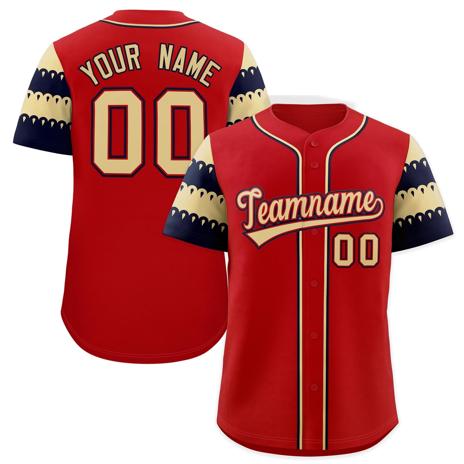 Custom Red Khaki Black Sleeve Flag Lace Baseball Jersey | Sublimation Printed & Embroidery,Add Name and Numbern,Perfect for Teams | KXKSHOP