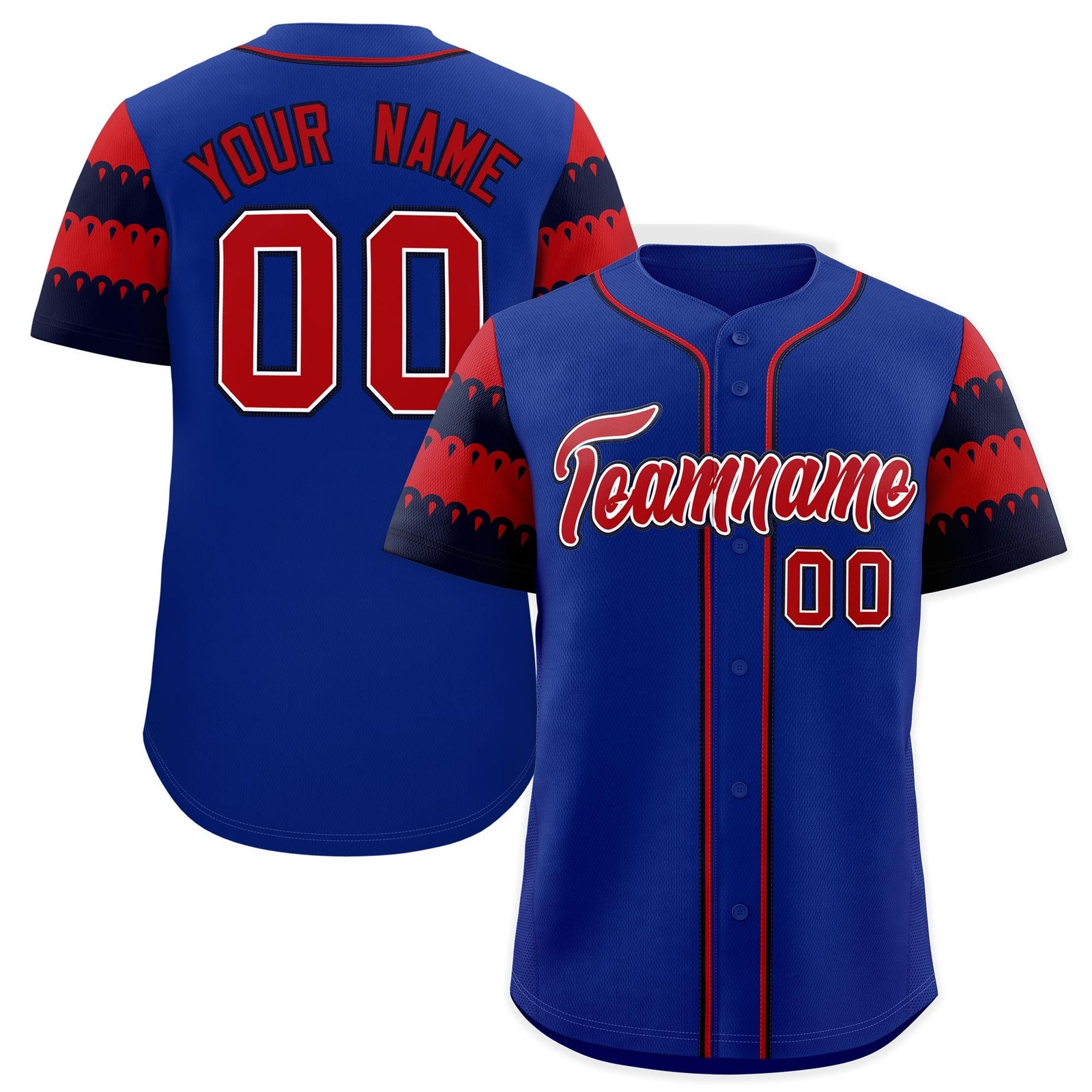 Custom Royal Red Navy Sleeve Flag Lace Baseball Jersey | Sublimation Printed & Embroidery,Add Name and Numbern,Perfect for Teams | KXKSHOP